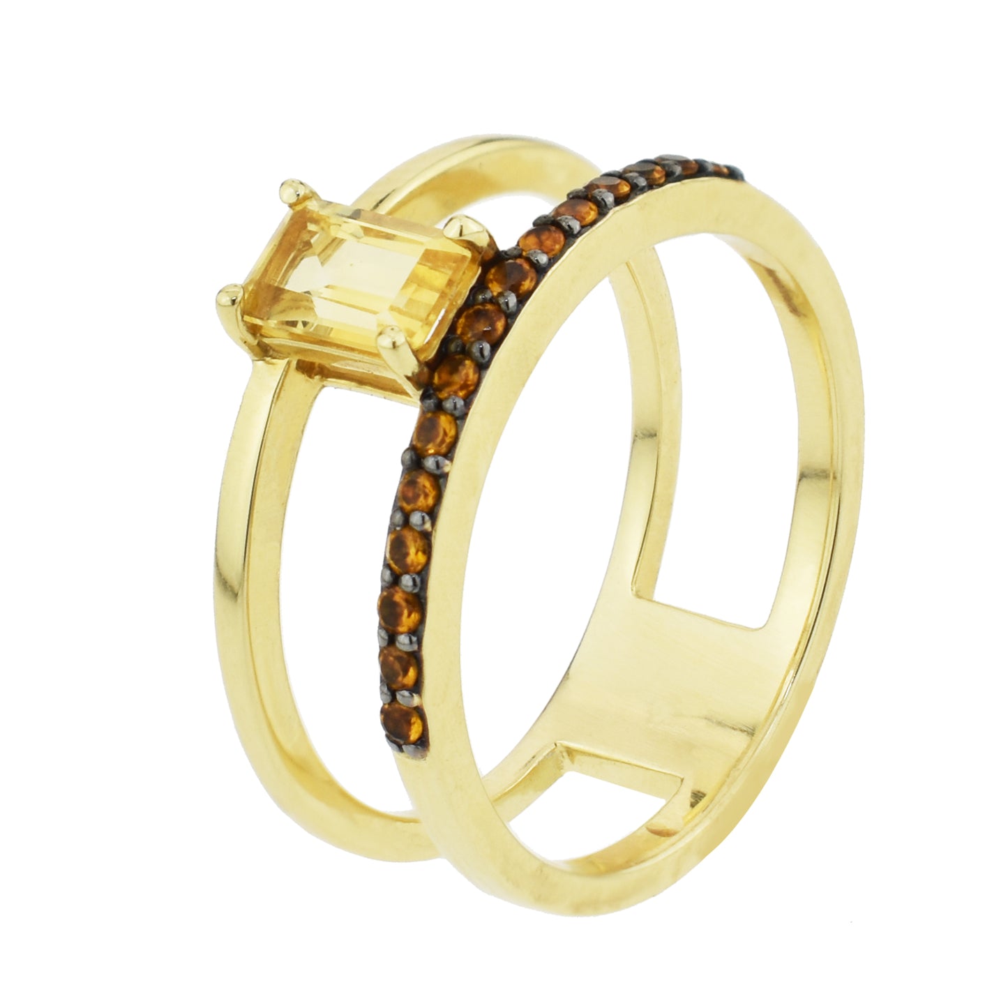 14k Yellow Beryl & Citrine Open Band Ring