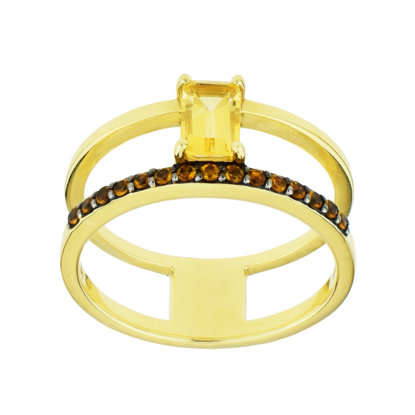 14k Yellow Beryl & Citrine Open Band Ring