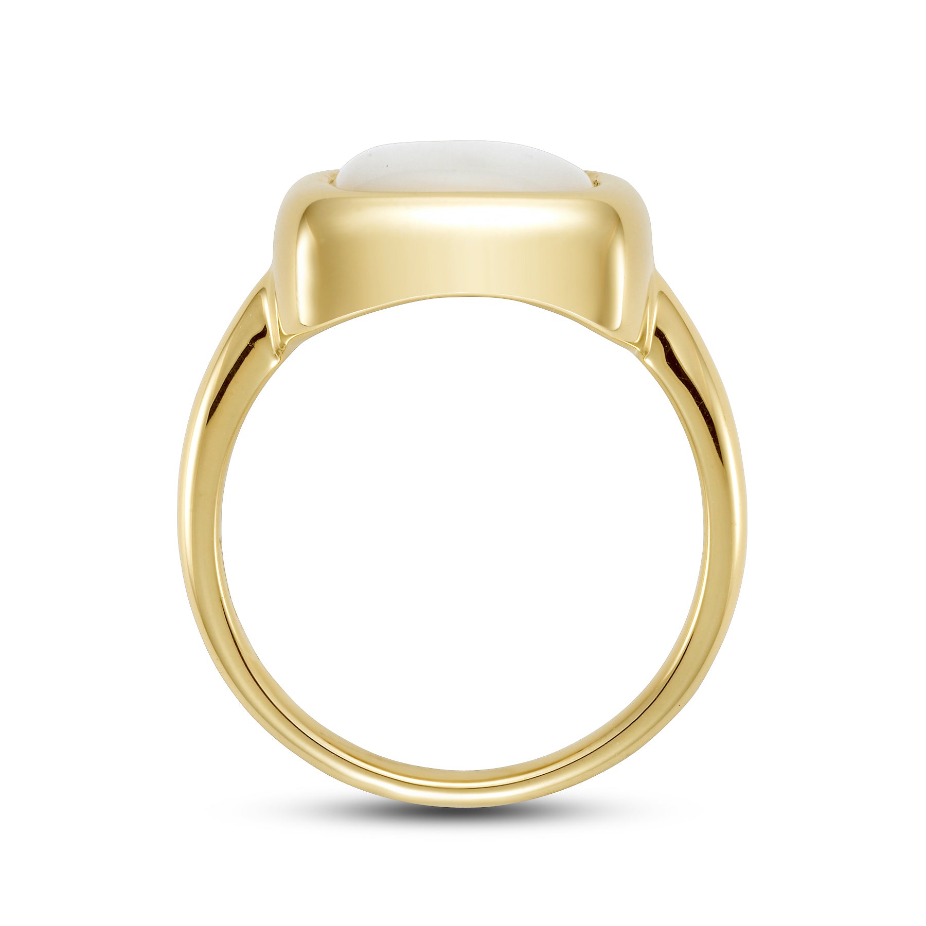 14k White Mother of Pearl Cushion Ring (Heavier Version) - Size 7