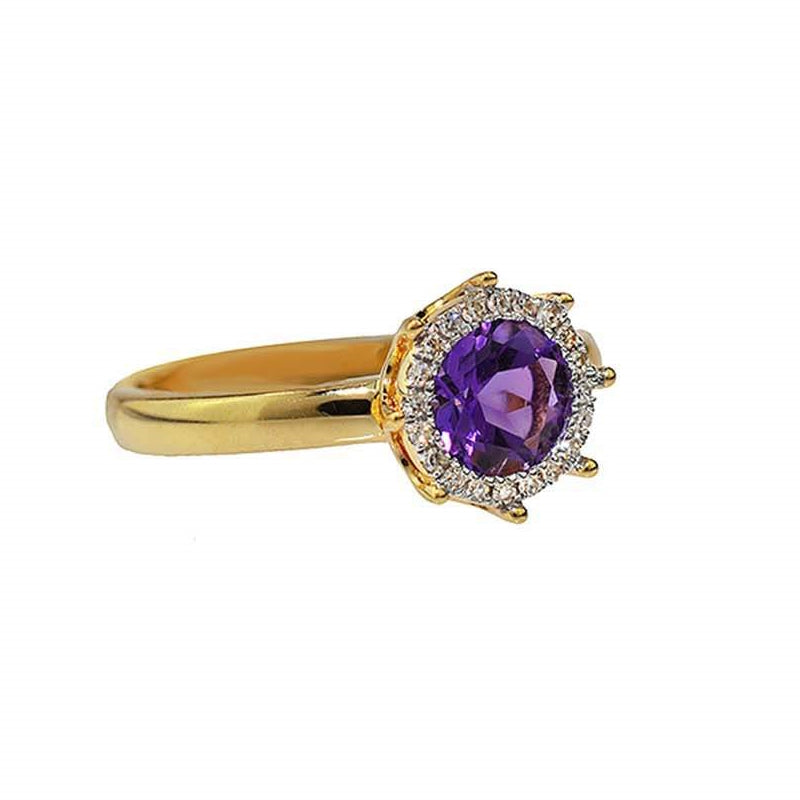 14k Amethyst VS Diamond 0.08ct Ring
