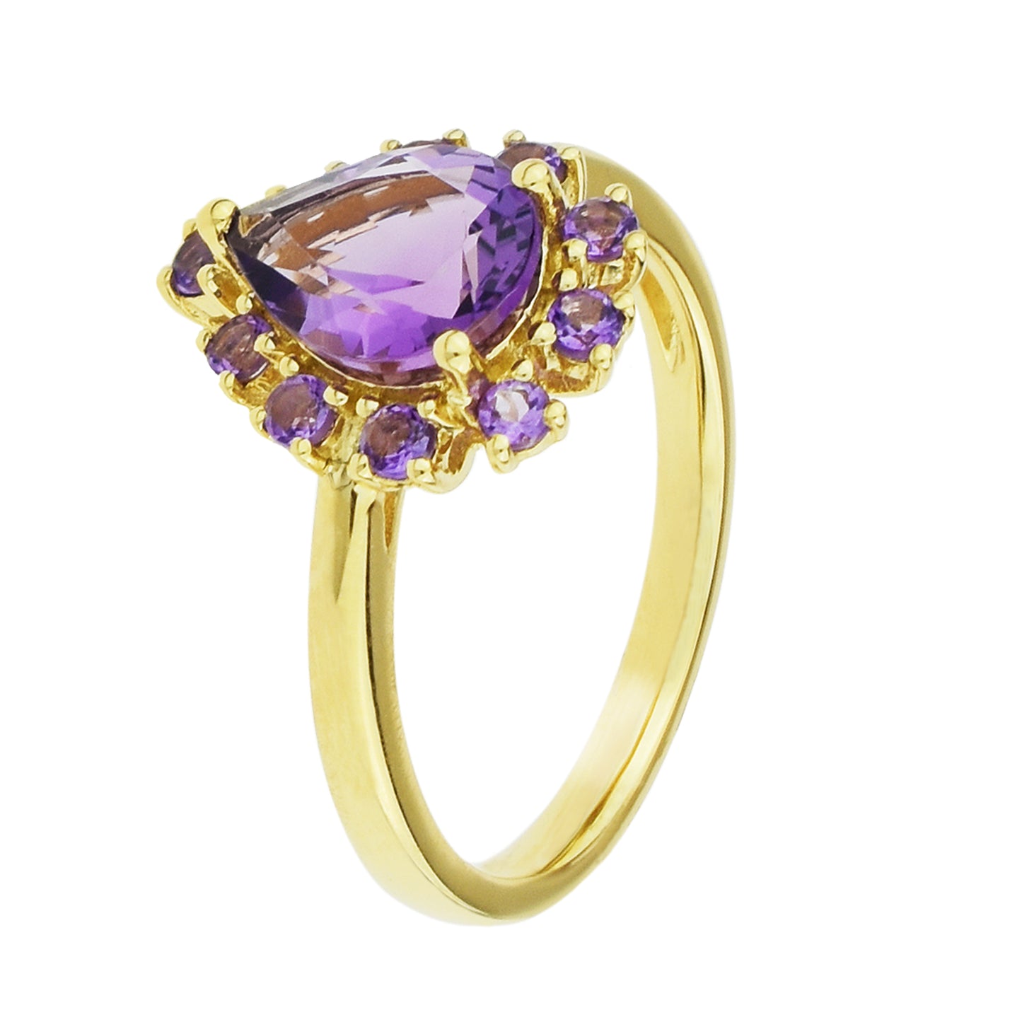 14k Amethyst Pear Centered Ring 7