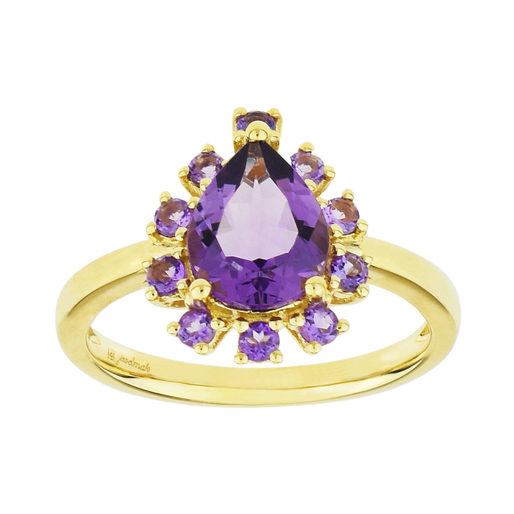 14k Amethyst Pear Shaped Halo Ring