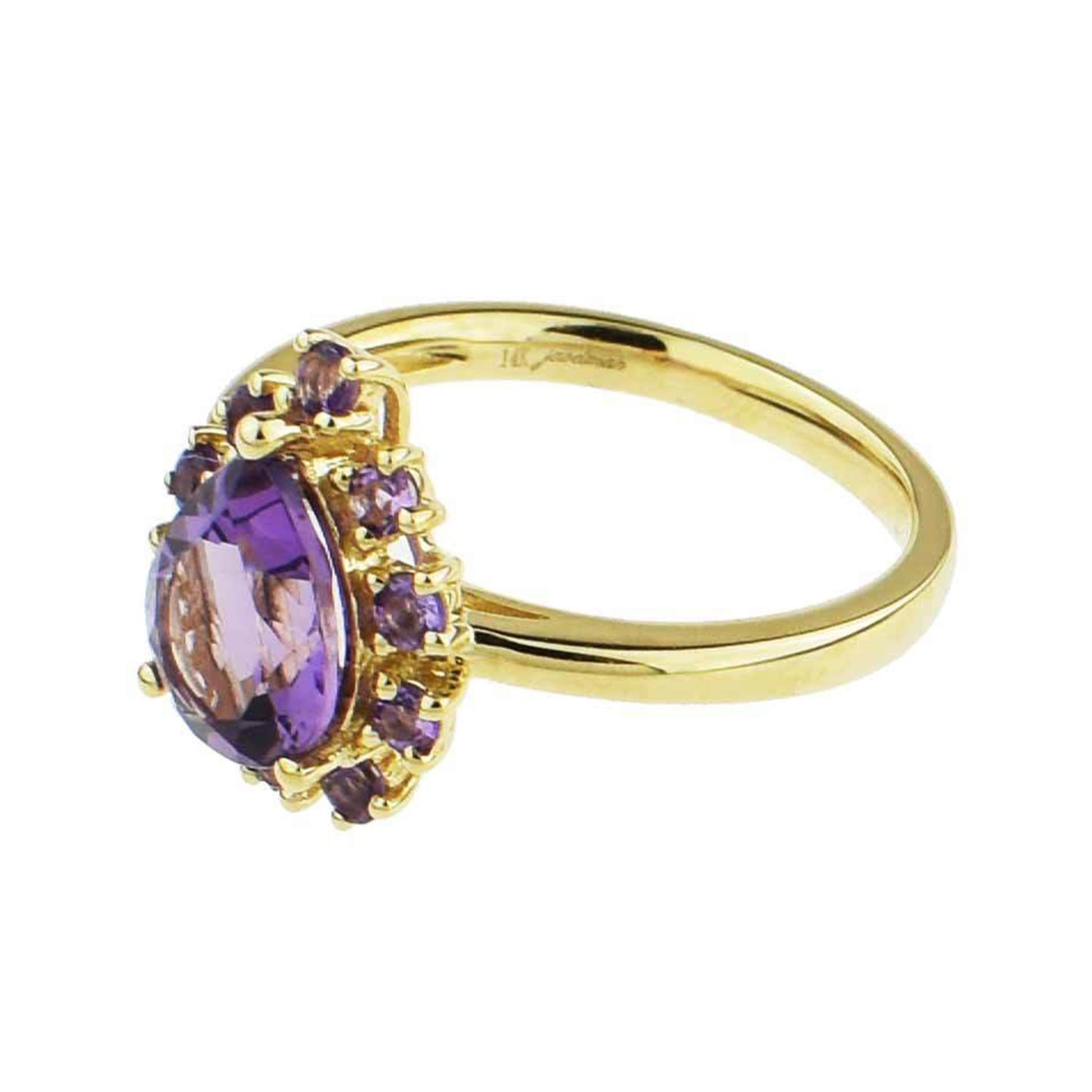14k Amethyst Pear Centered Ring 7