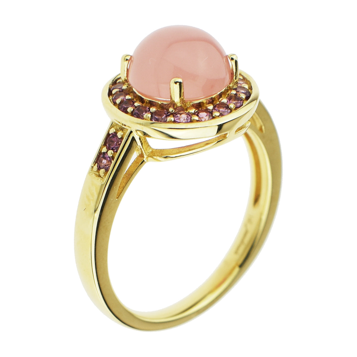 14k Guava Qz & Rhodolite Ring