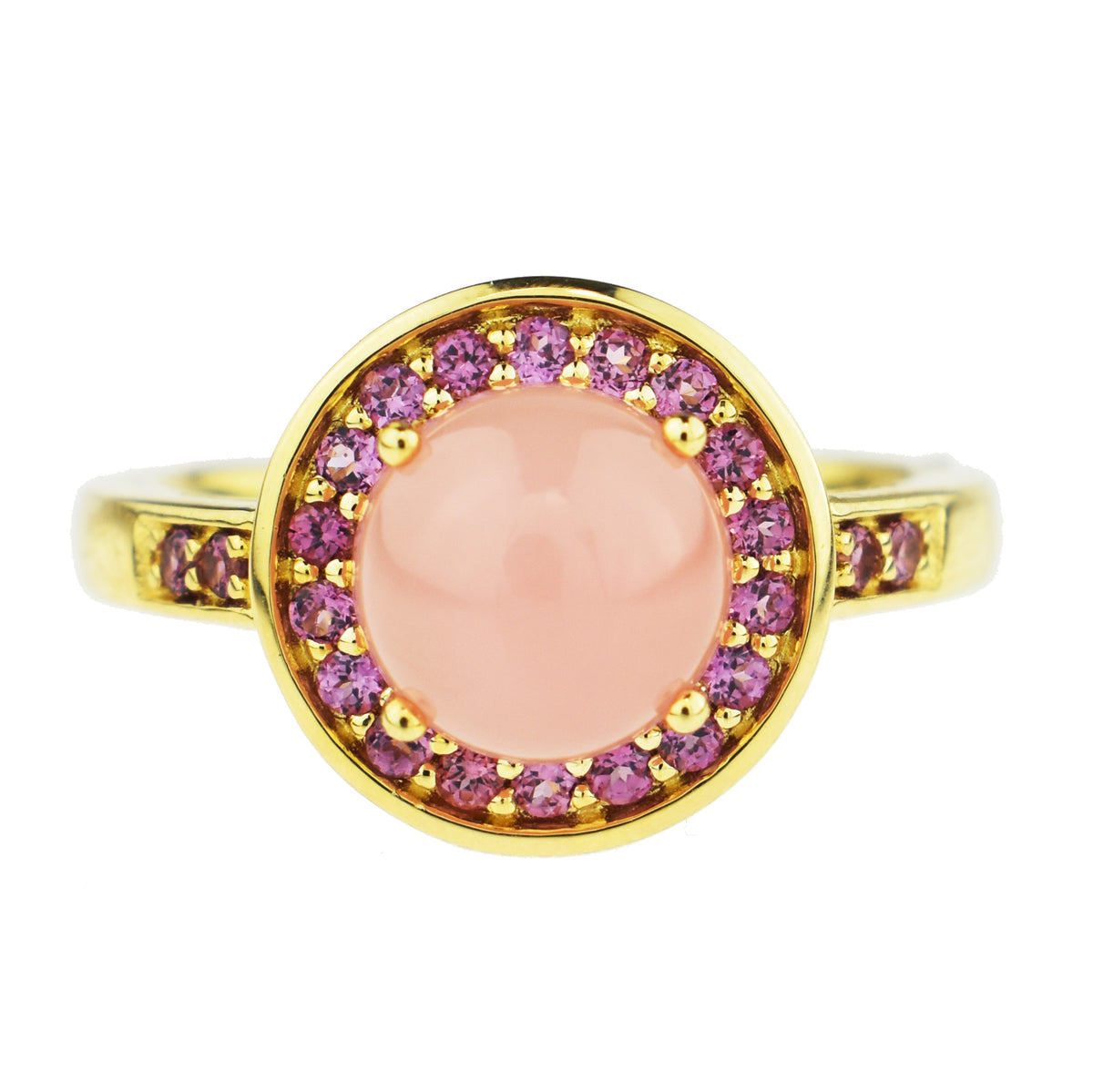 14k Guava Qz & Rhodolite Ring