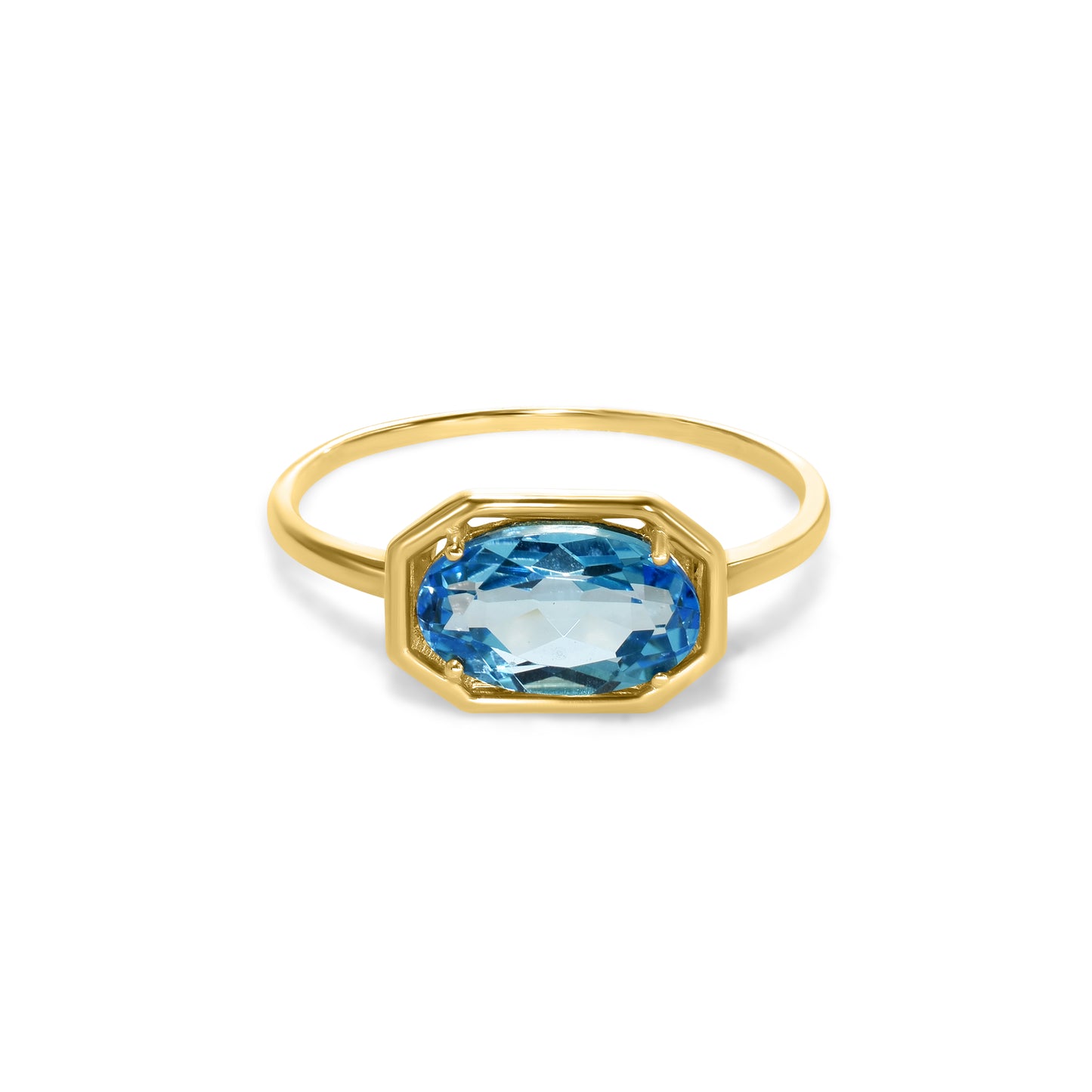 14k Swiss Blue Topaz Oval Ring