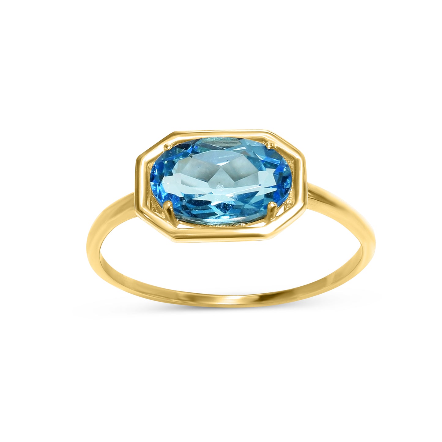 14k Swiss Blue Topaz Oval Ring