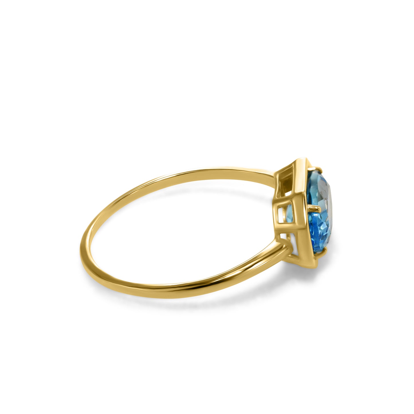 14k Swiss Blue Topaz Oval Ring