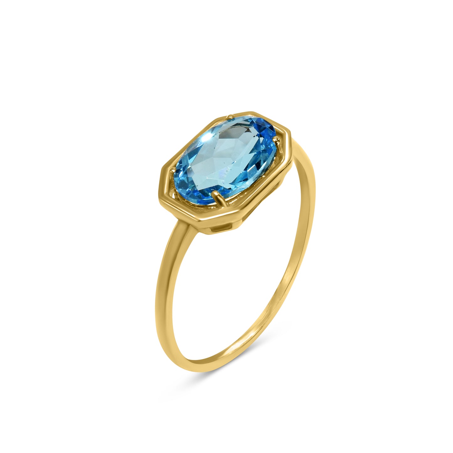 14k Swiss Blue Topaz Oval Ring