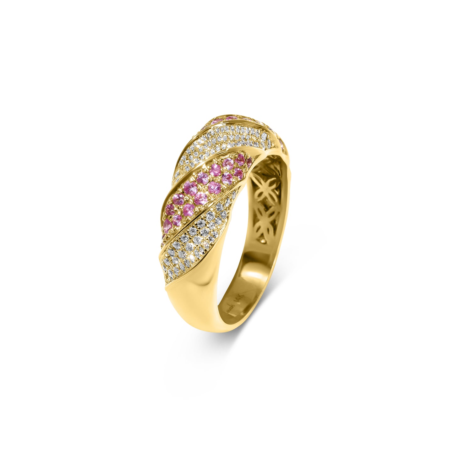 14k Pink Sapphire Diamond Ring