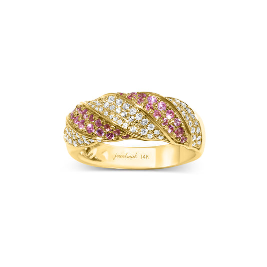 14k Pink Sapphire Diamond Ring