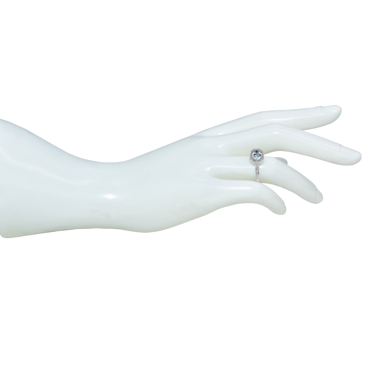 14k Oval Aqua Dia Ring