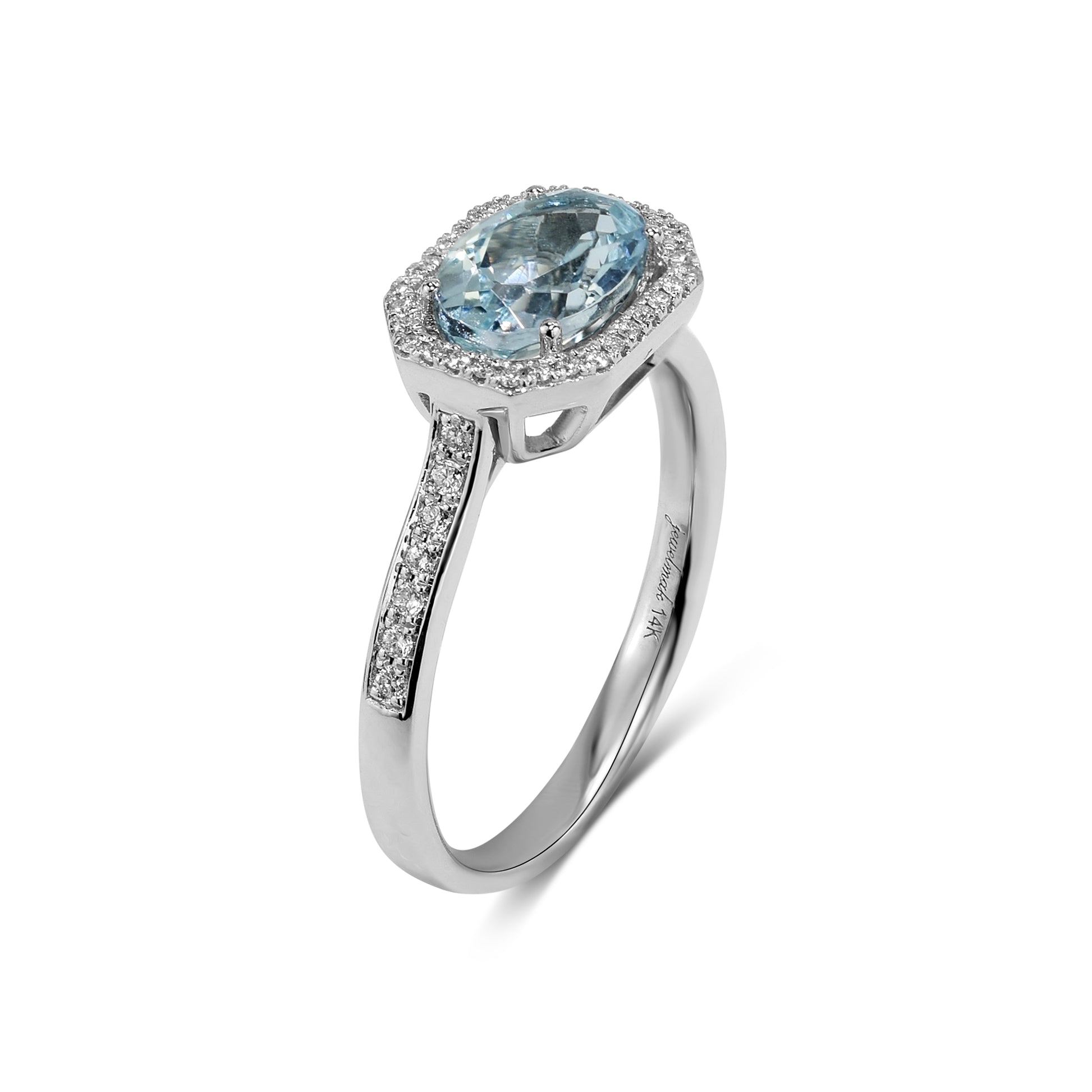 14k Oval Aqua Dia Ring