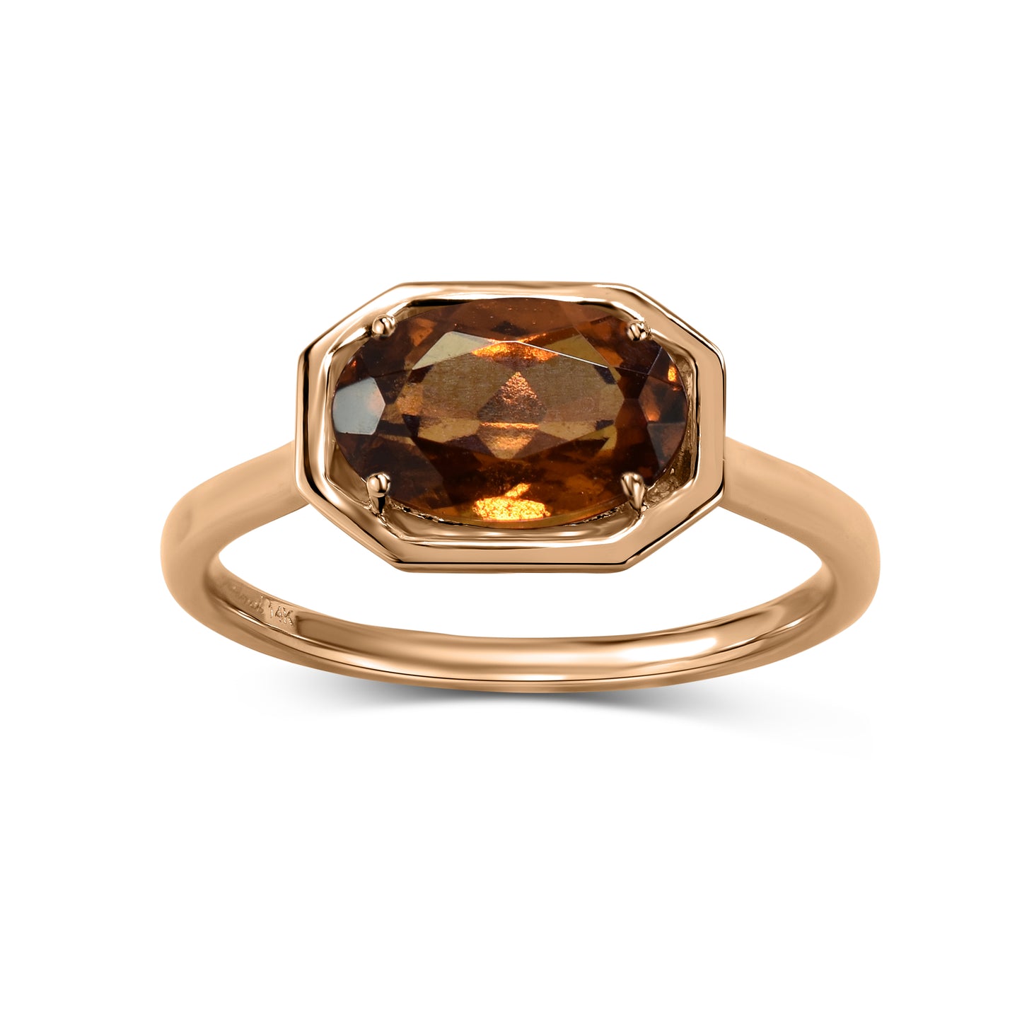 14k Rose Gold Oval Garnet Ring