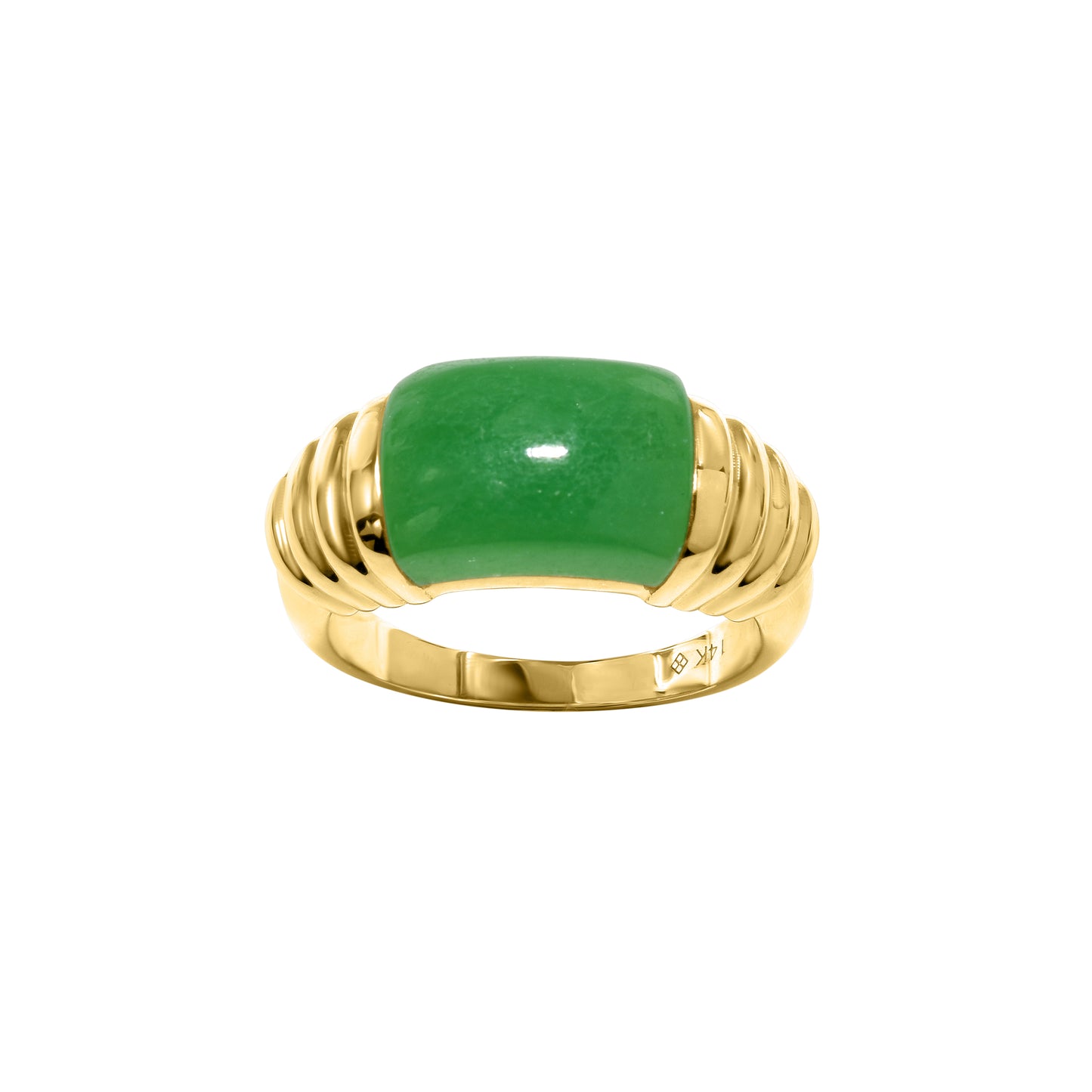 14k Green Jade Saddle Cabochon Ring