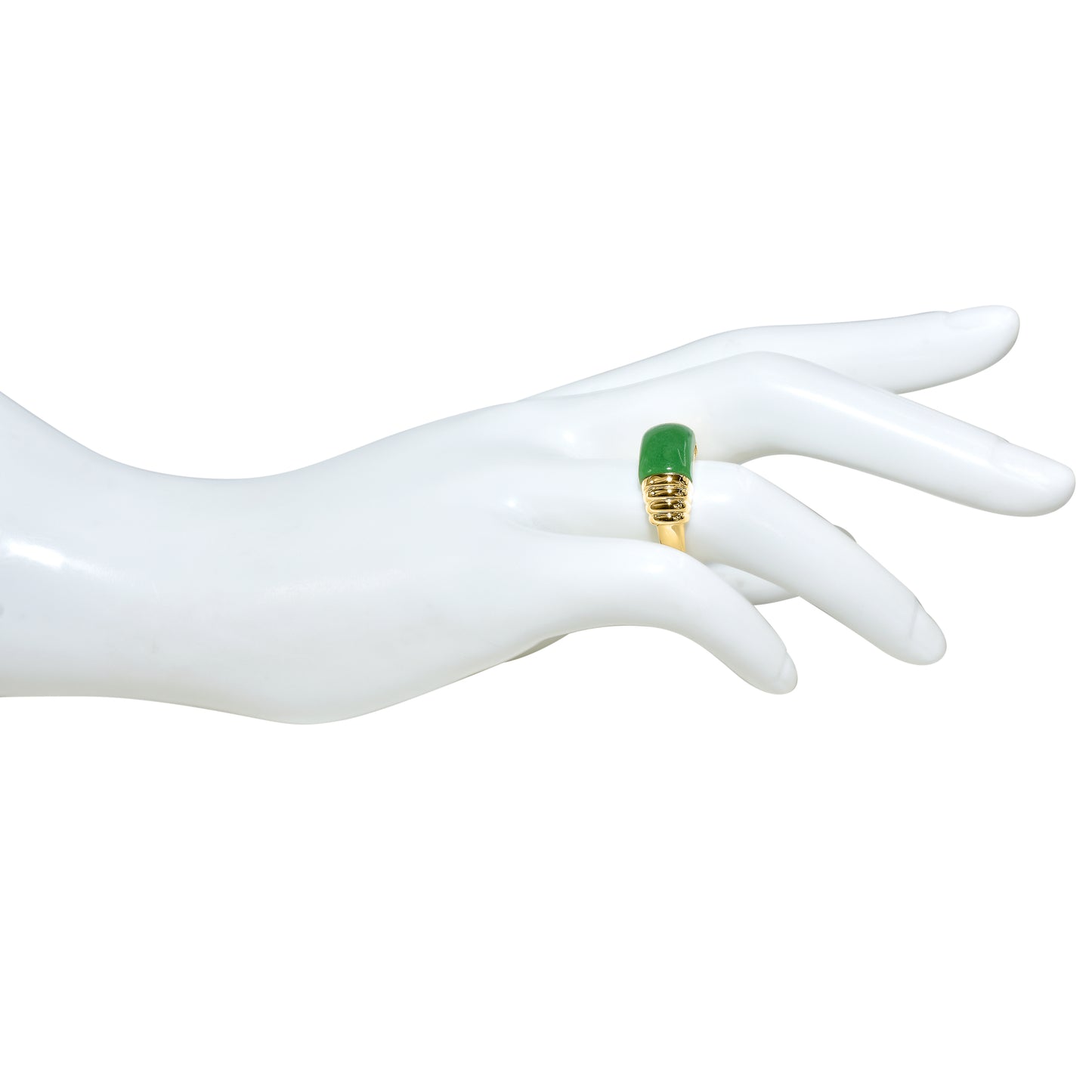 14k Green Jade Saddle Cabochon Ring