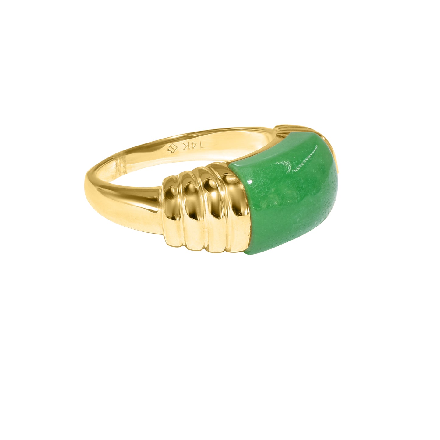 14k Green Jade Saddle Cabochon Ring