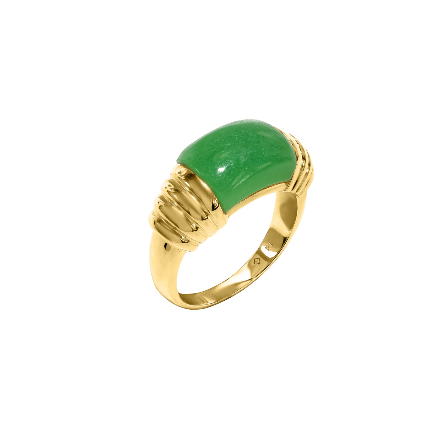 14k Green Jade Saddle Cabochon Ring