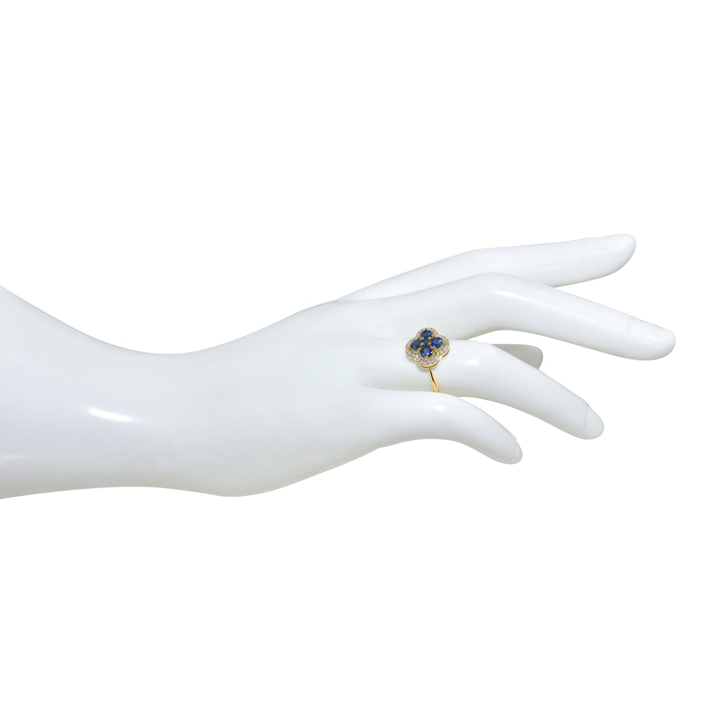 14k Blue Sapphire Diamond Flower Ring