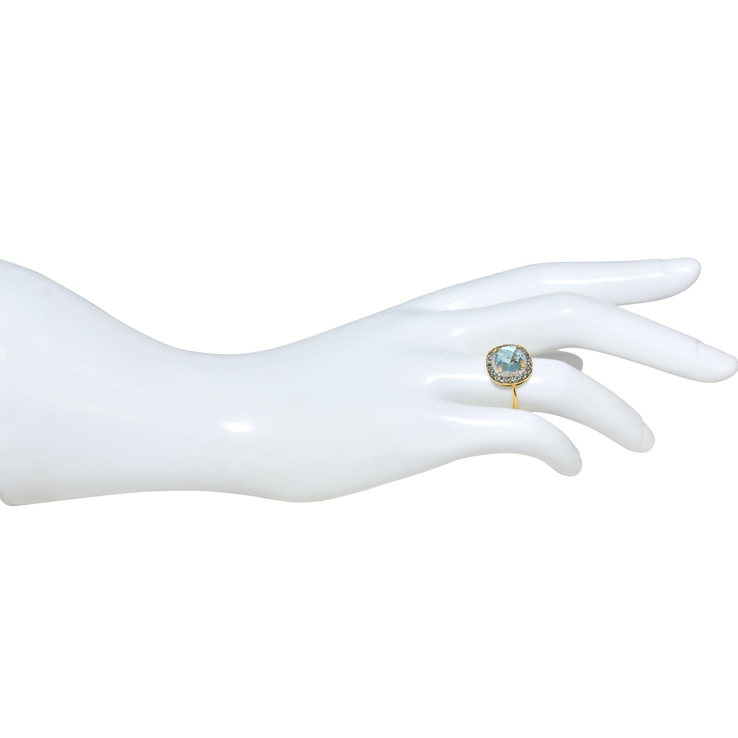 14k London Swiss Blue Topaz Diamond Cushion Shape Ring