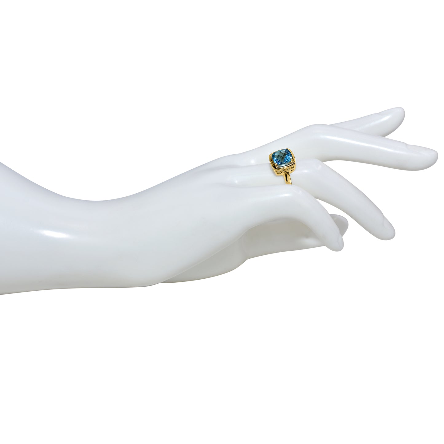 14K Swiss Blue Topaz Cushion Ring