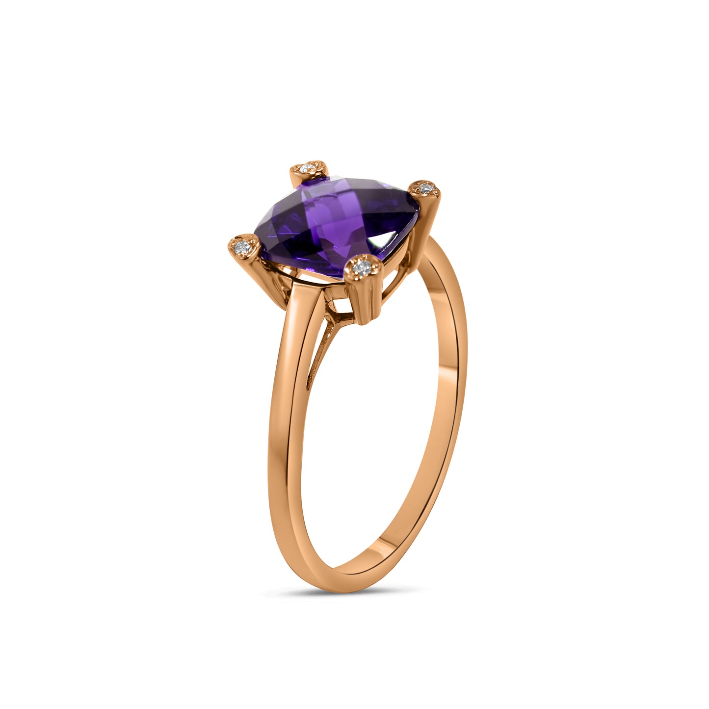 14k Rose Gold Amethyst or Garnet VS Diamond Ring