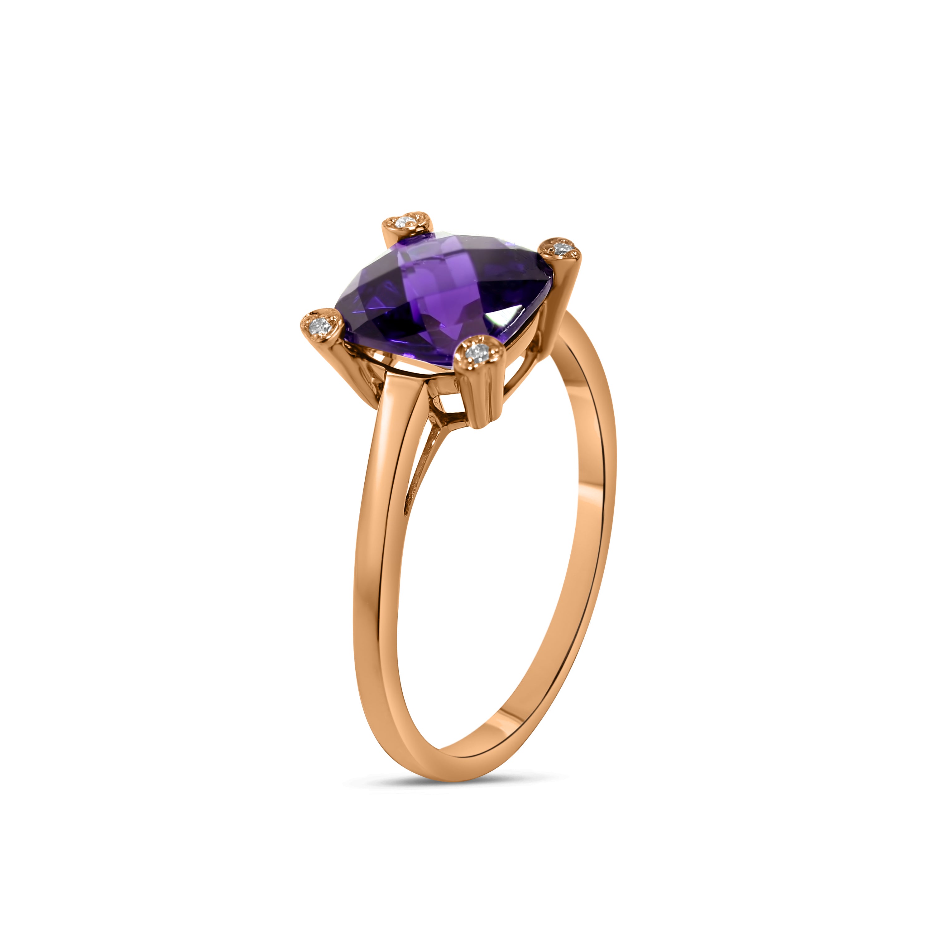 14k Rose Gold Amethyst or Garnet VS Diamond Ring