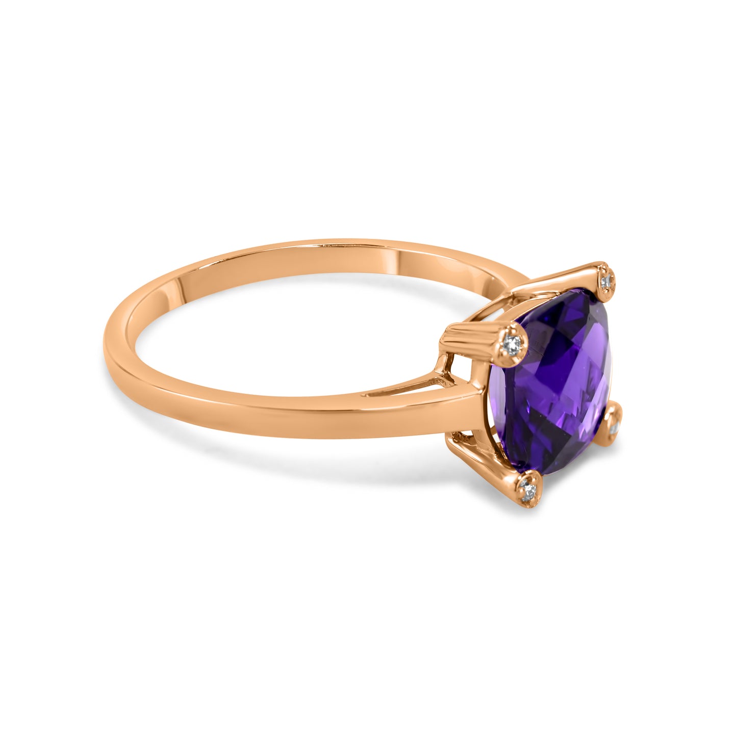 14k Rose Gold Amethyst or Garnet VS Diamond Ring