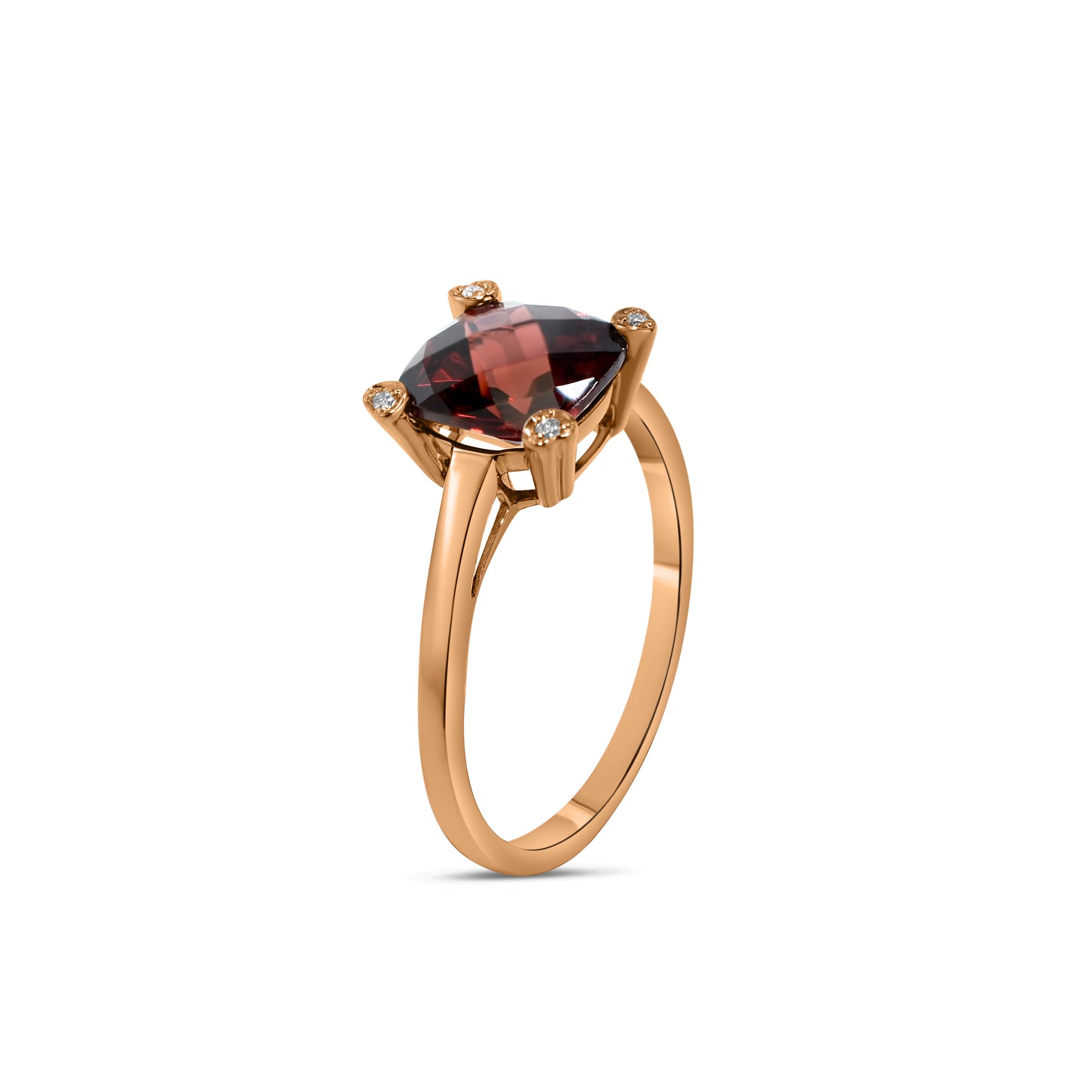 14k Rose Gold Amethyst or Garnet VS Diamond Ring