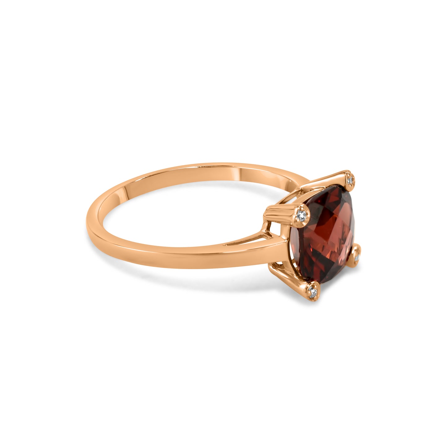 14k Rose Gold Amethyst or Garnet VS Diamond Ring