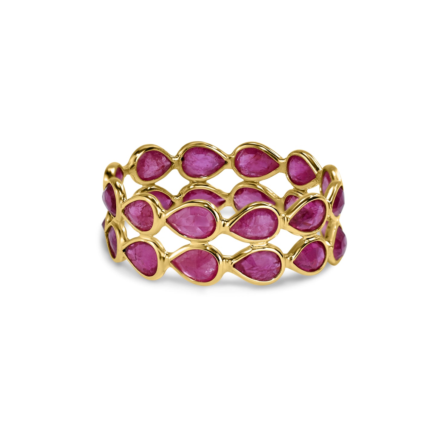 14k Pear Shape Double Row Bezel Ring
