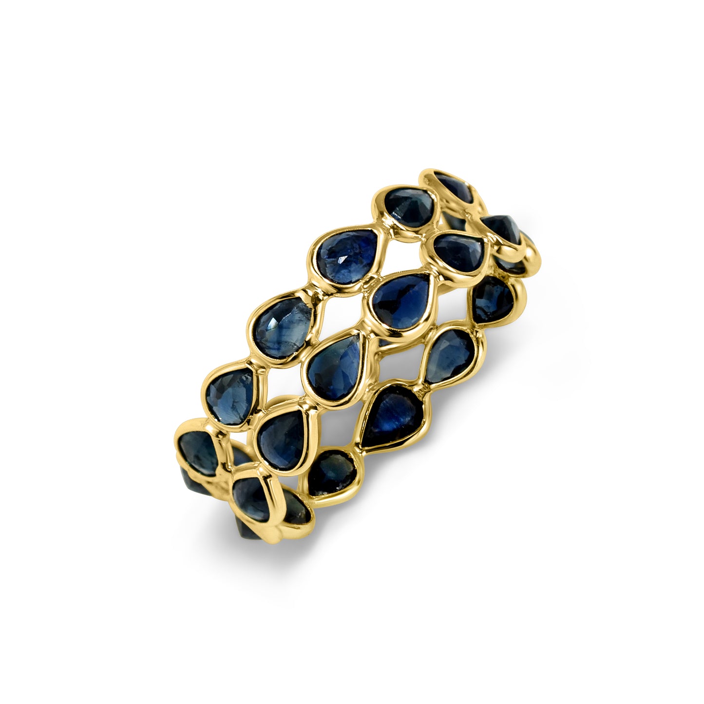14k Pear Shape Double Row Bezel Ring