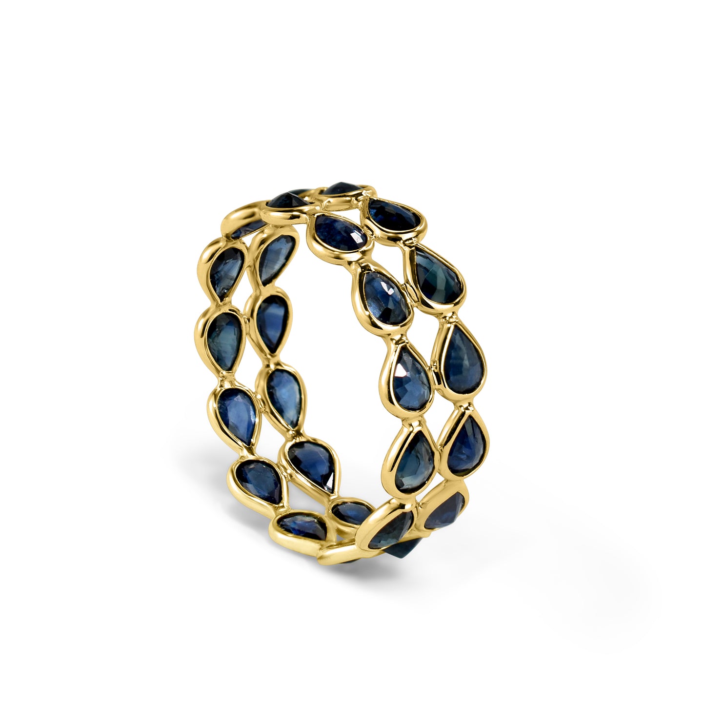 14k Pear Shape Double Row Bezel Ring