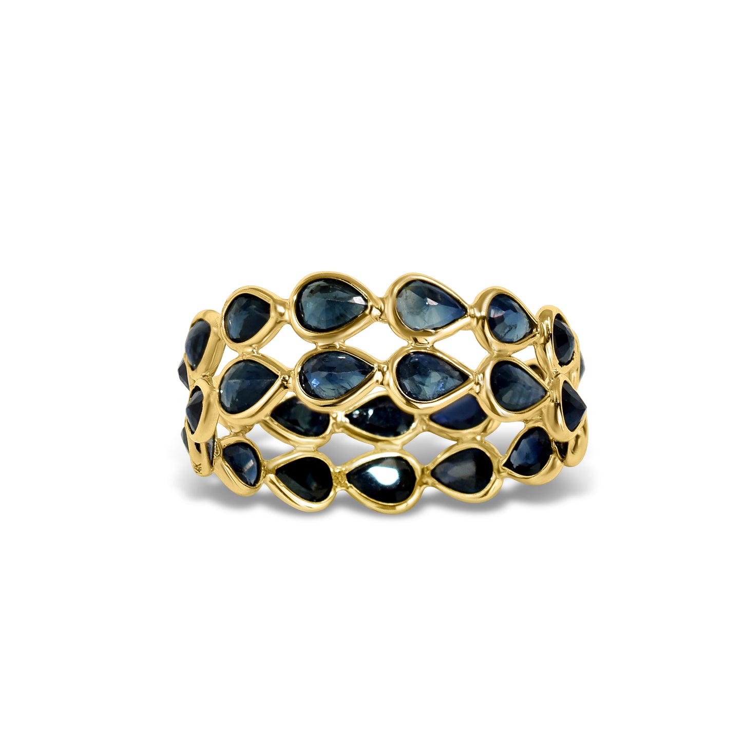 14k Pear Shape Double Row Bezel Ring