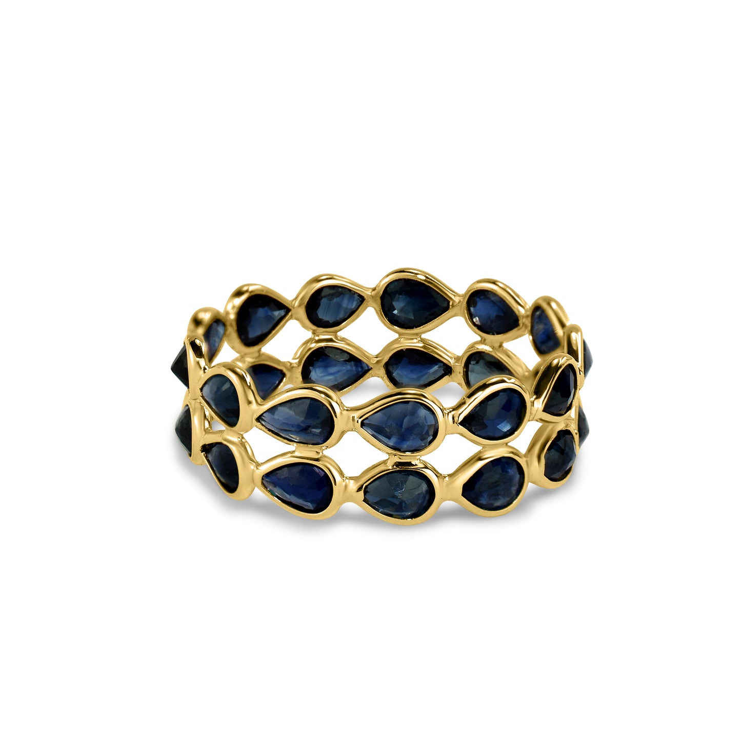 14k Pear Shape Double Row Bezel Ring