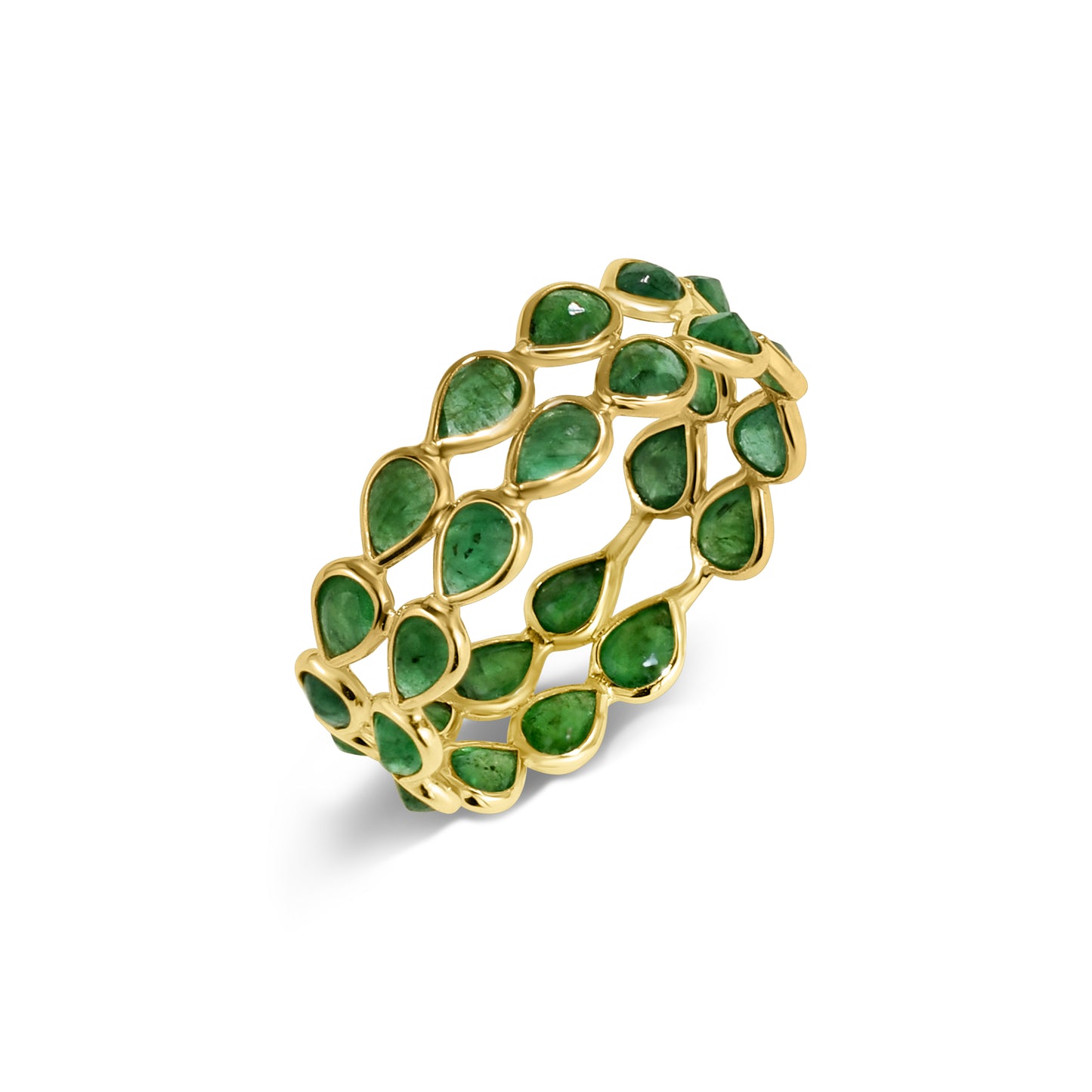 14k Pear Shape Double Row Bezel Ring
