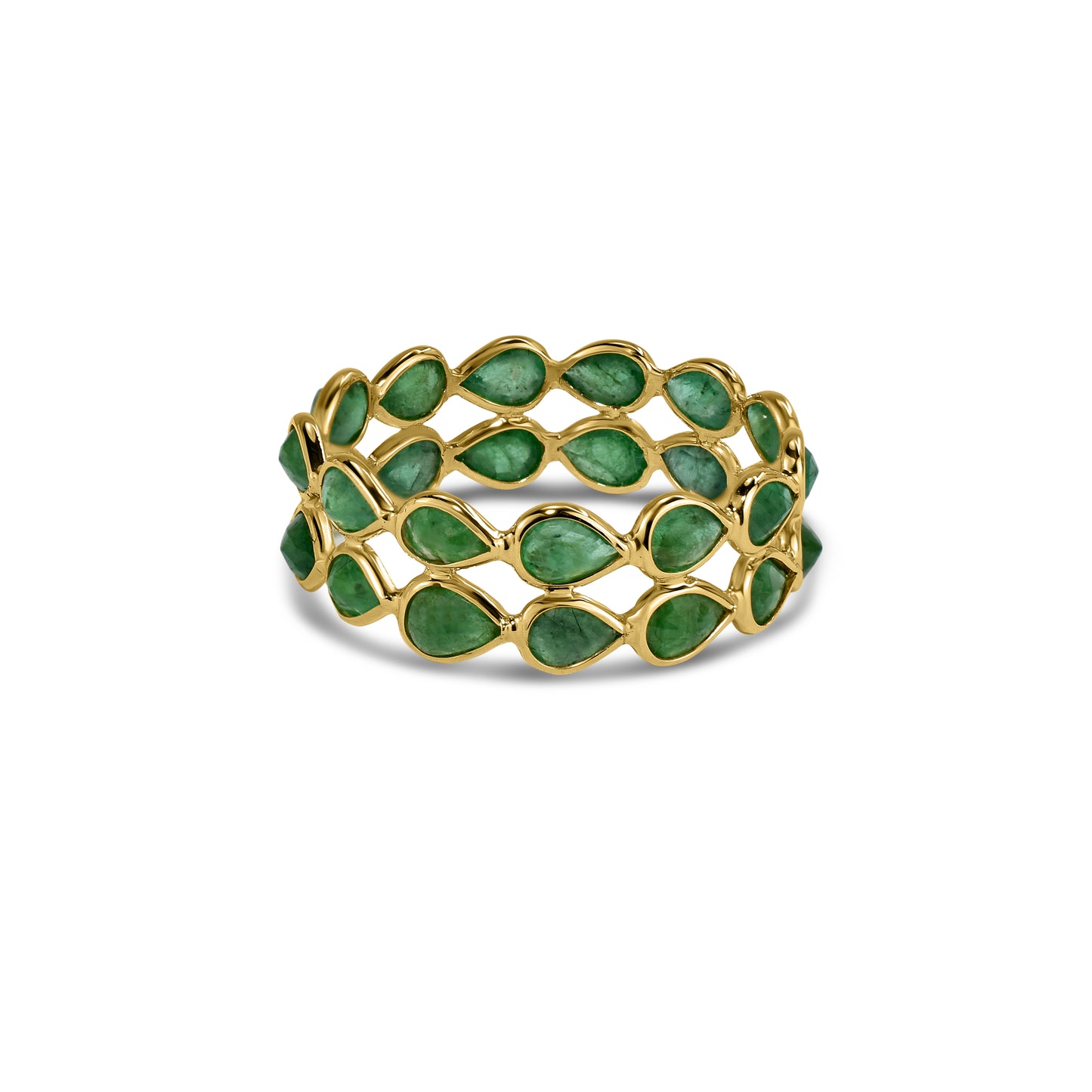 14k Pear Shape Double Row Bezel Ring