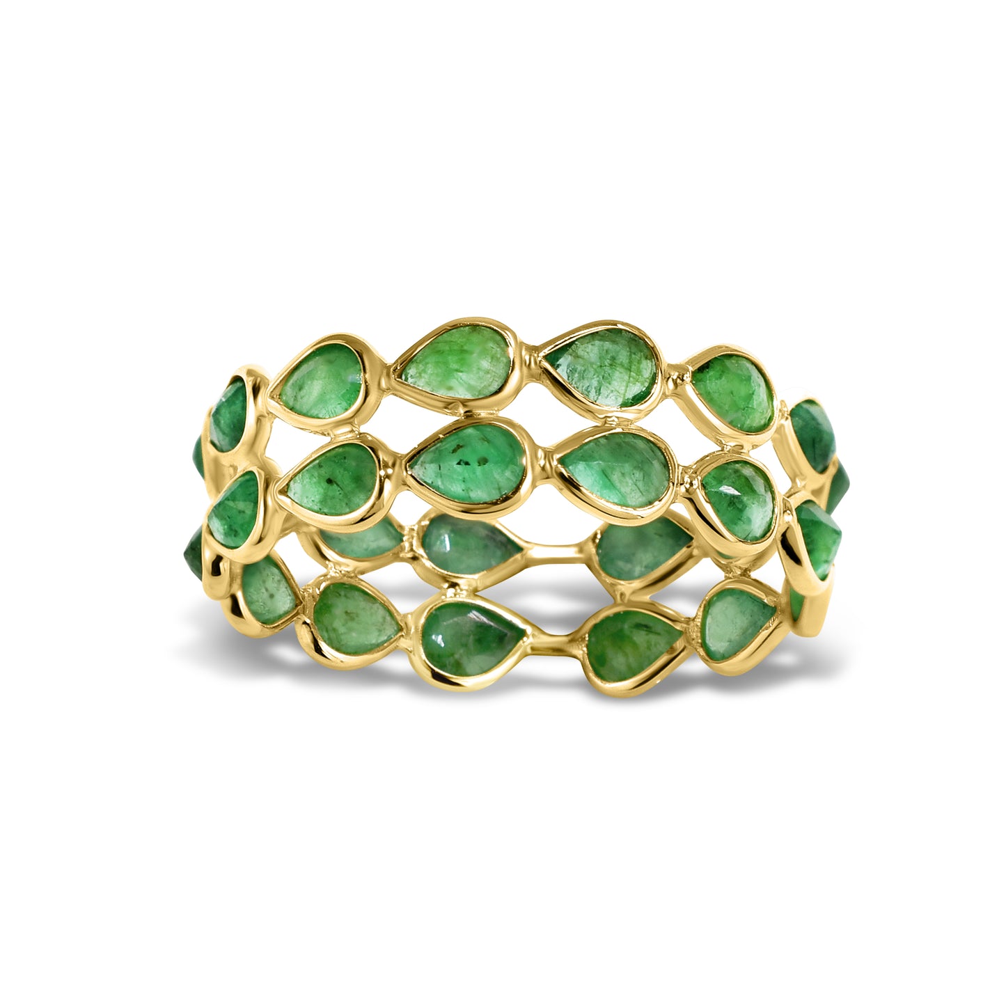 14k Pear Shape Double Row Bezel Ring