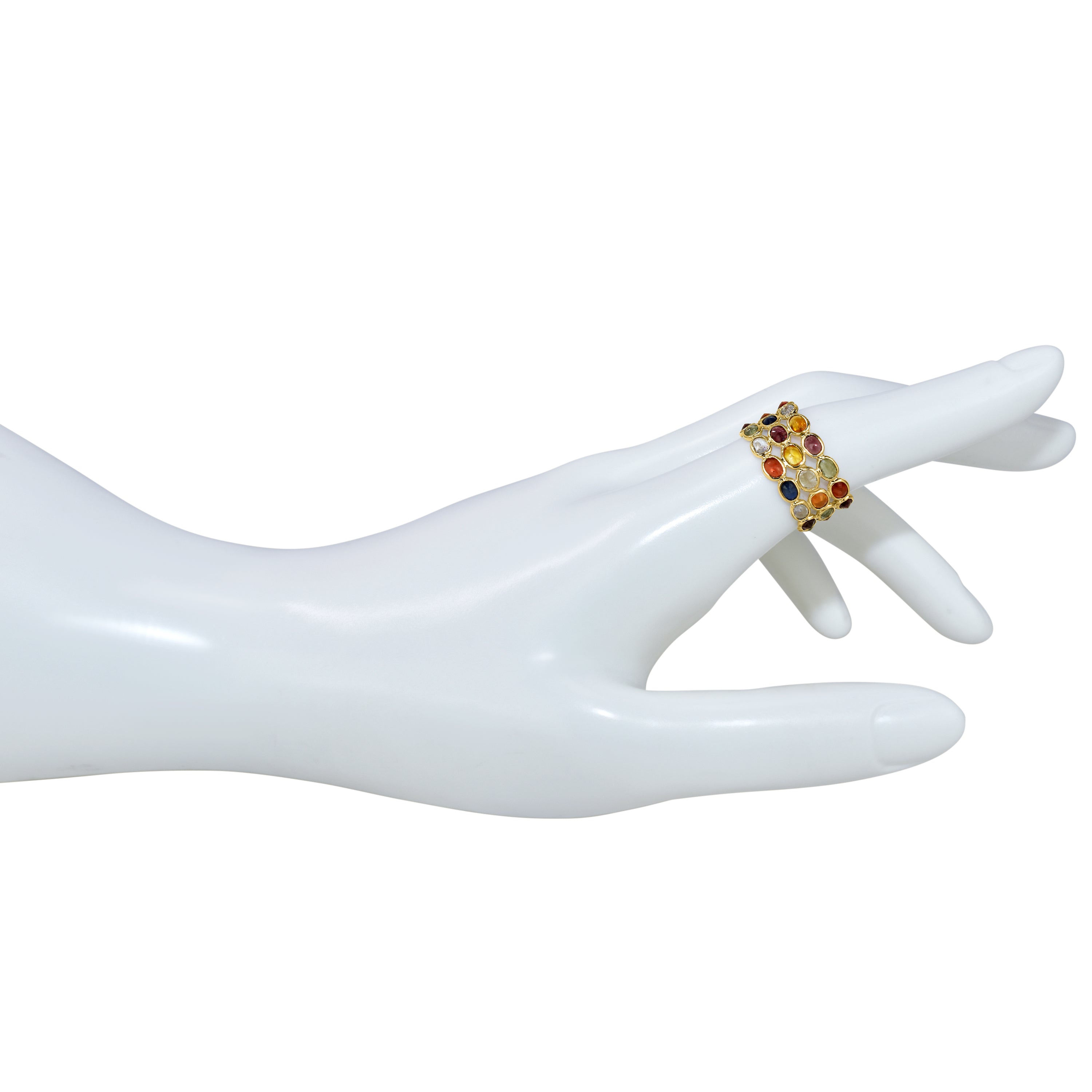 14k Oval Shape Triple Row Bezel Ring