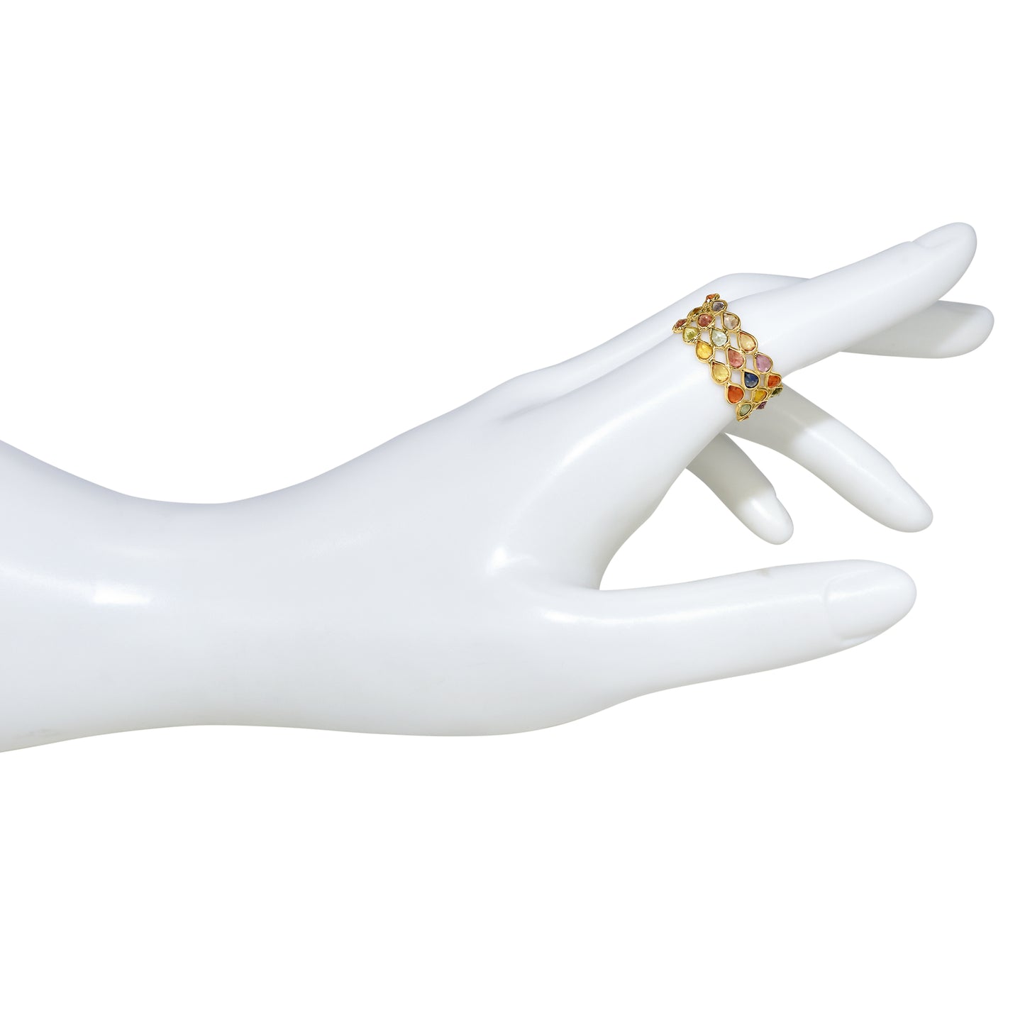 14k Pear Shape Triple Row Bezel Ring