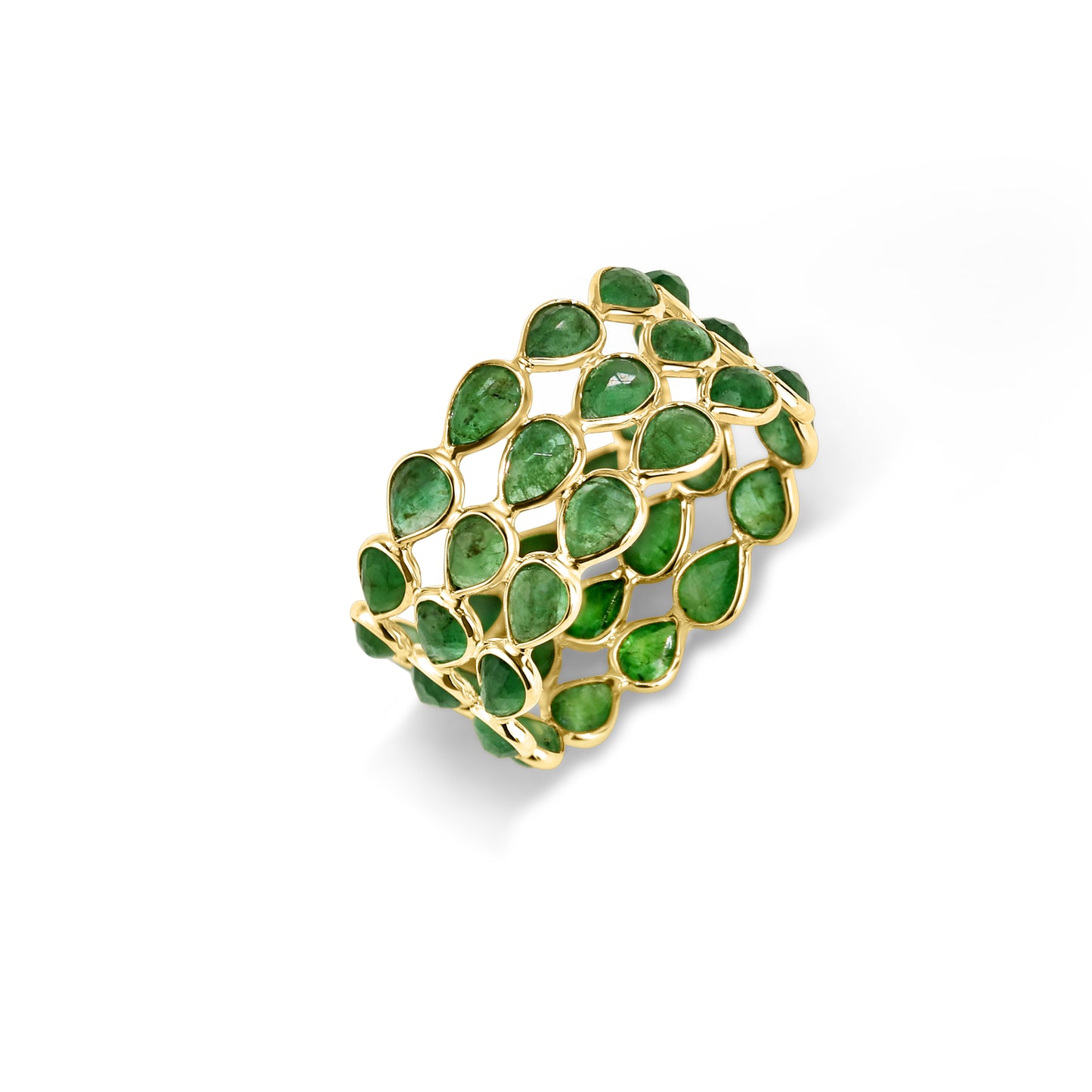 14k Pear Shape Triple Row Bezel Ring