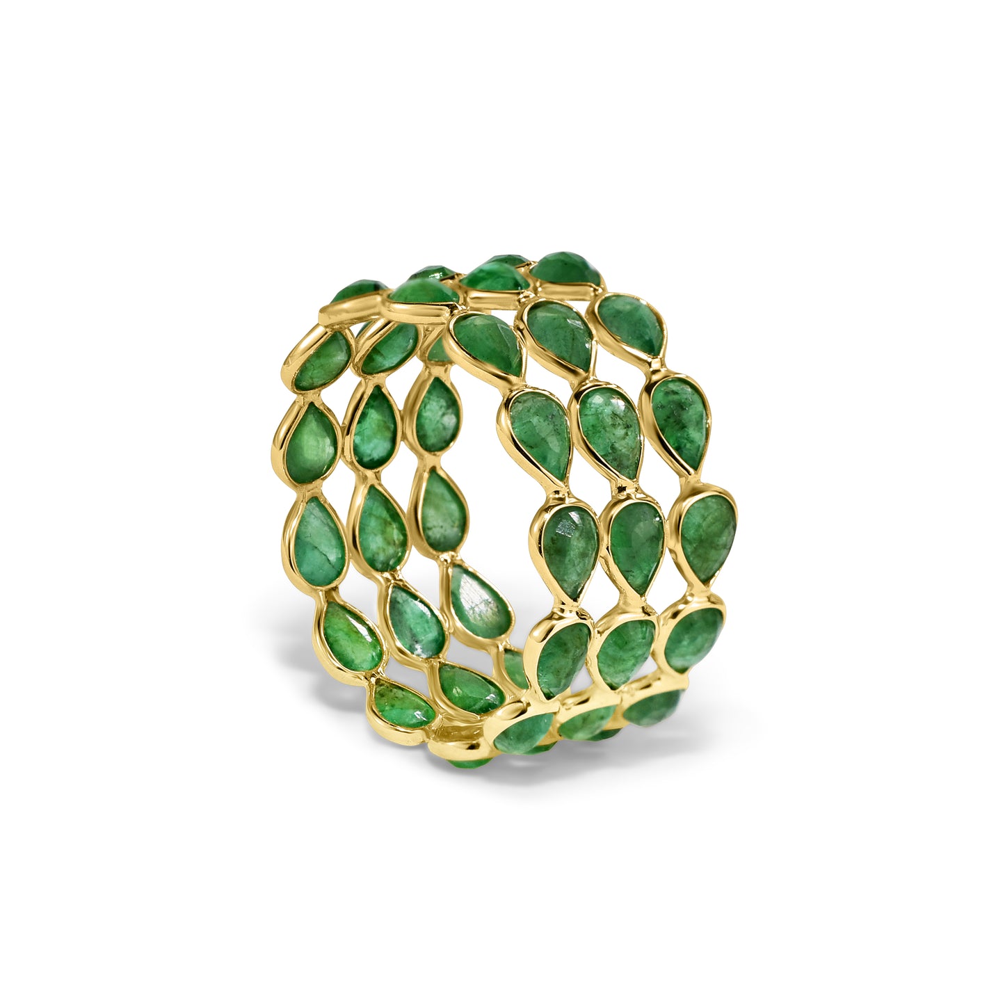 14k Pear Shape Triple Row Bezel Ring