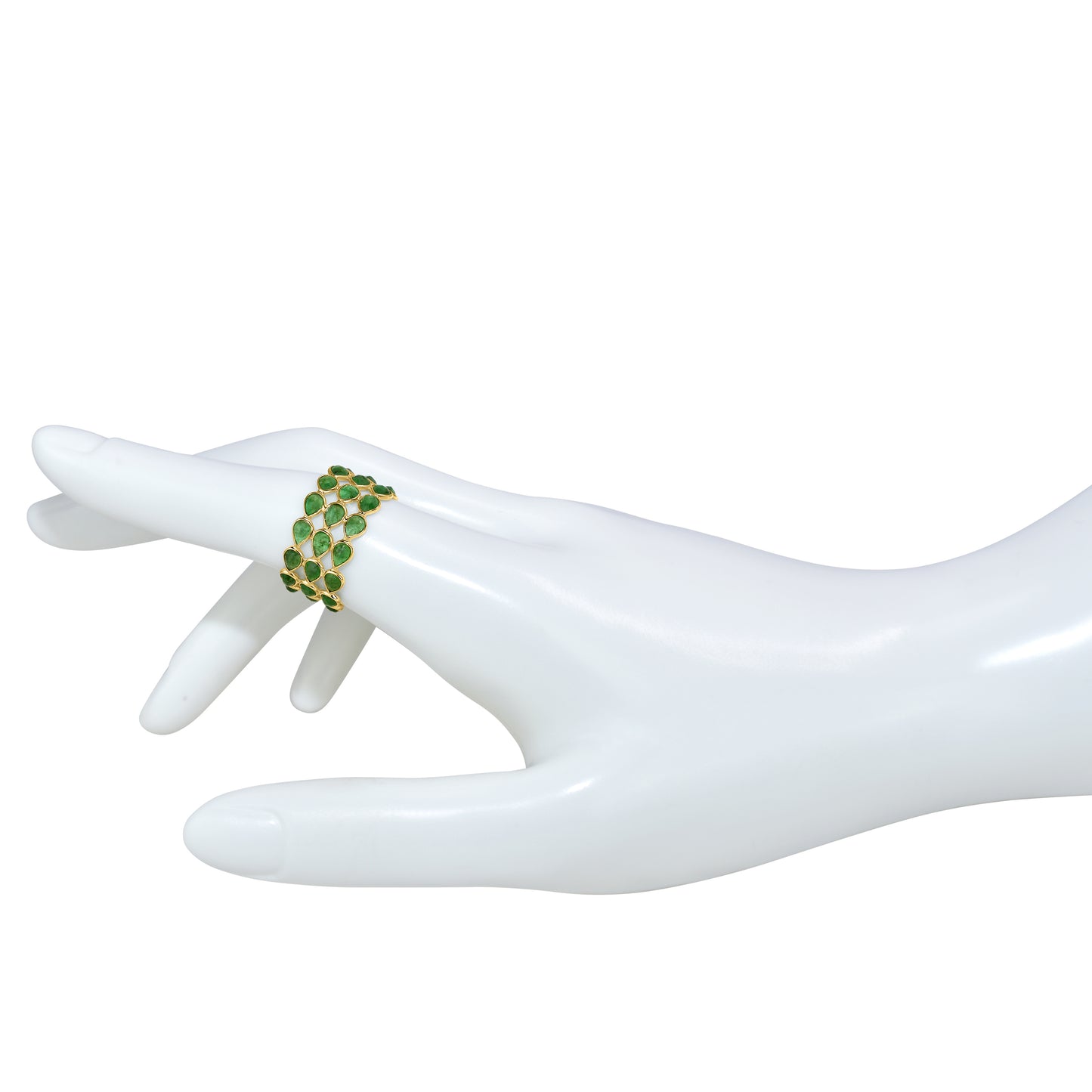 14k Pear Shape Triple Row Bezel Ring