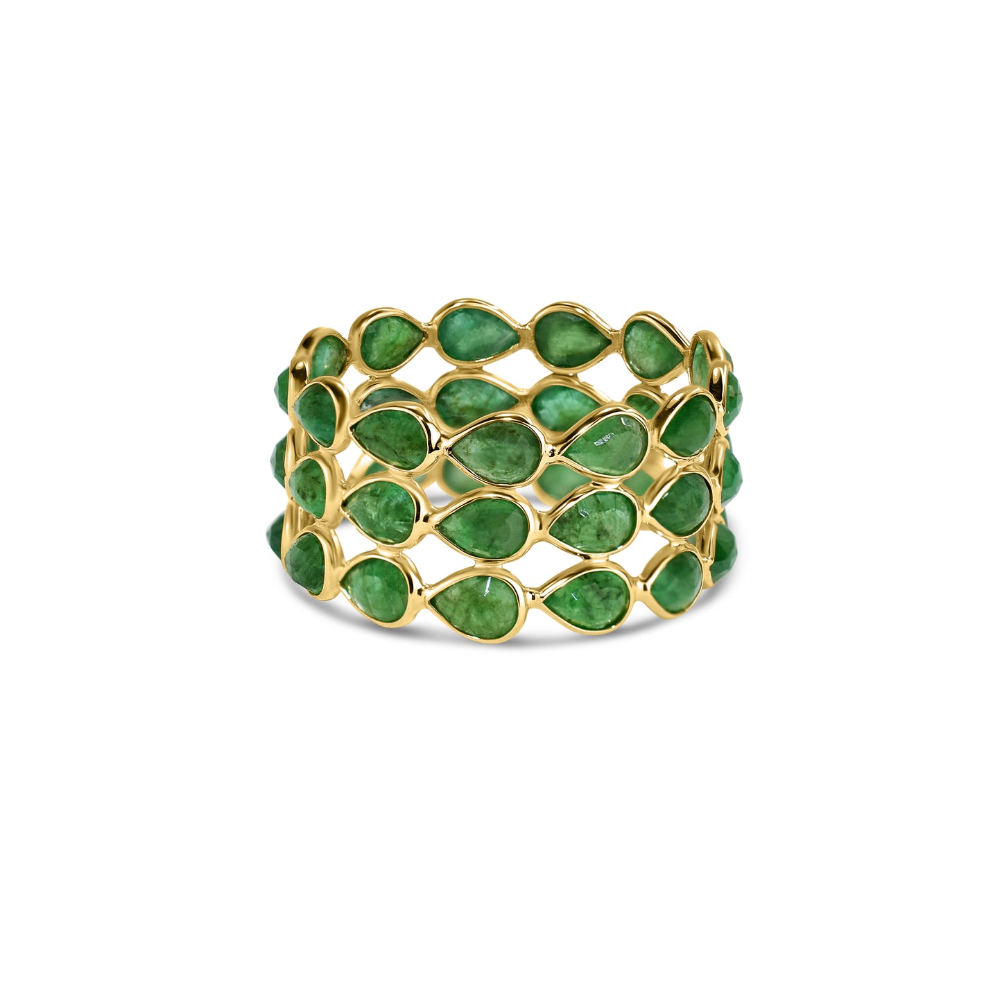 14k Pear Shape Triple Row Bezel Ring