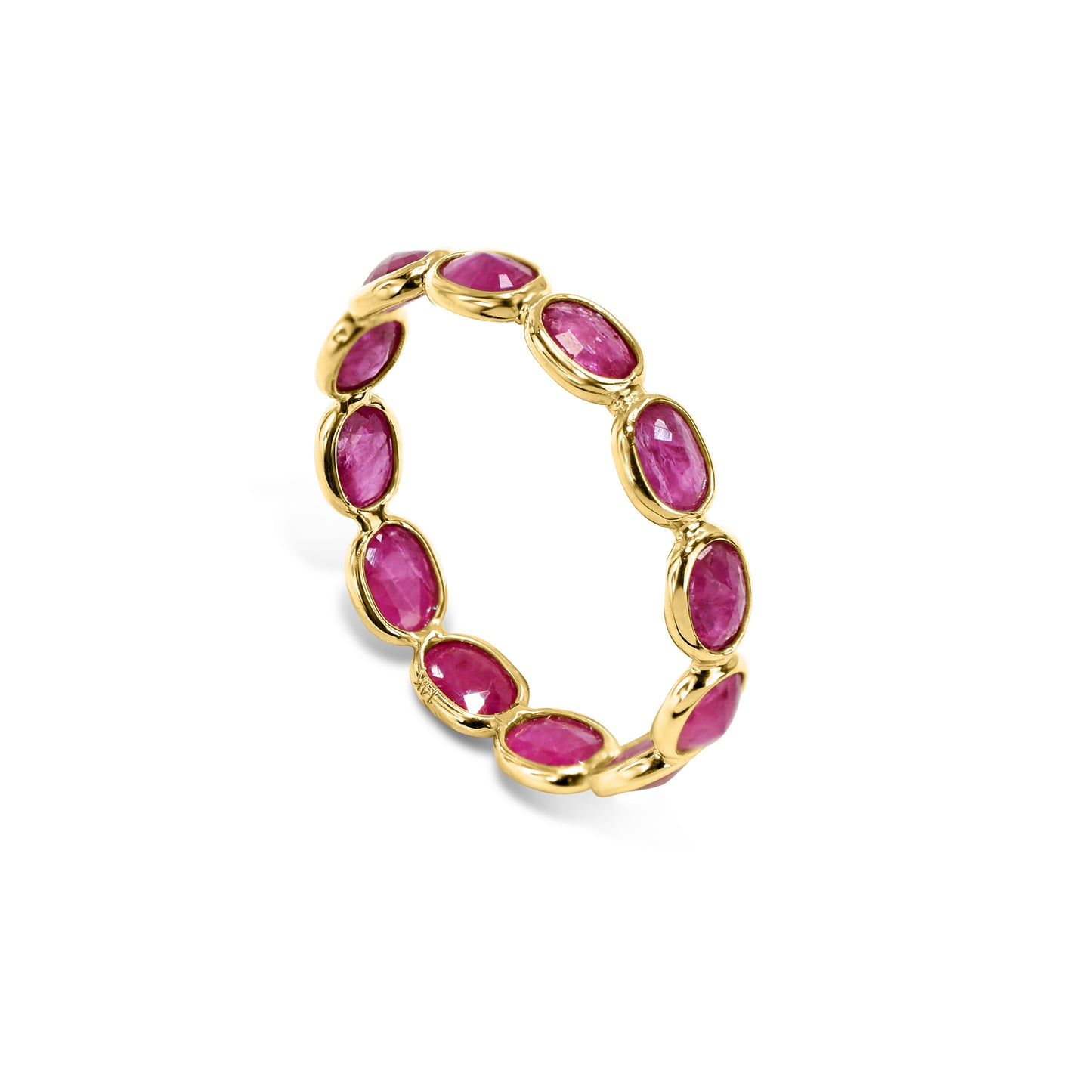 14k Oval Shape Single Row Bezel Ring