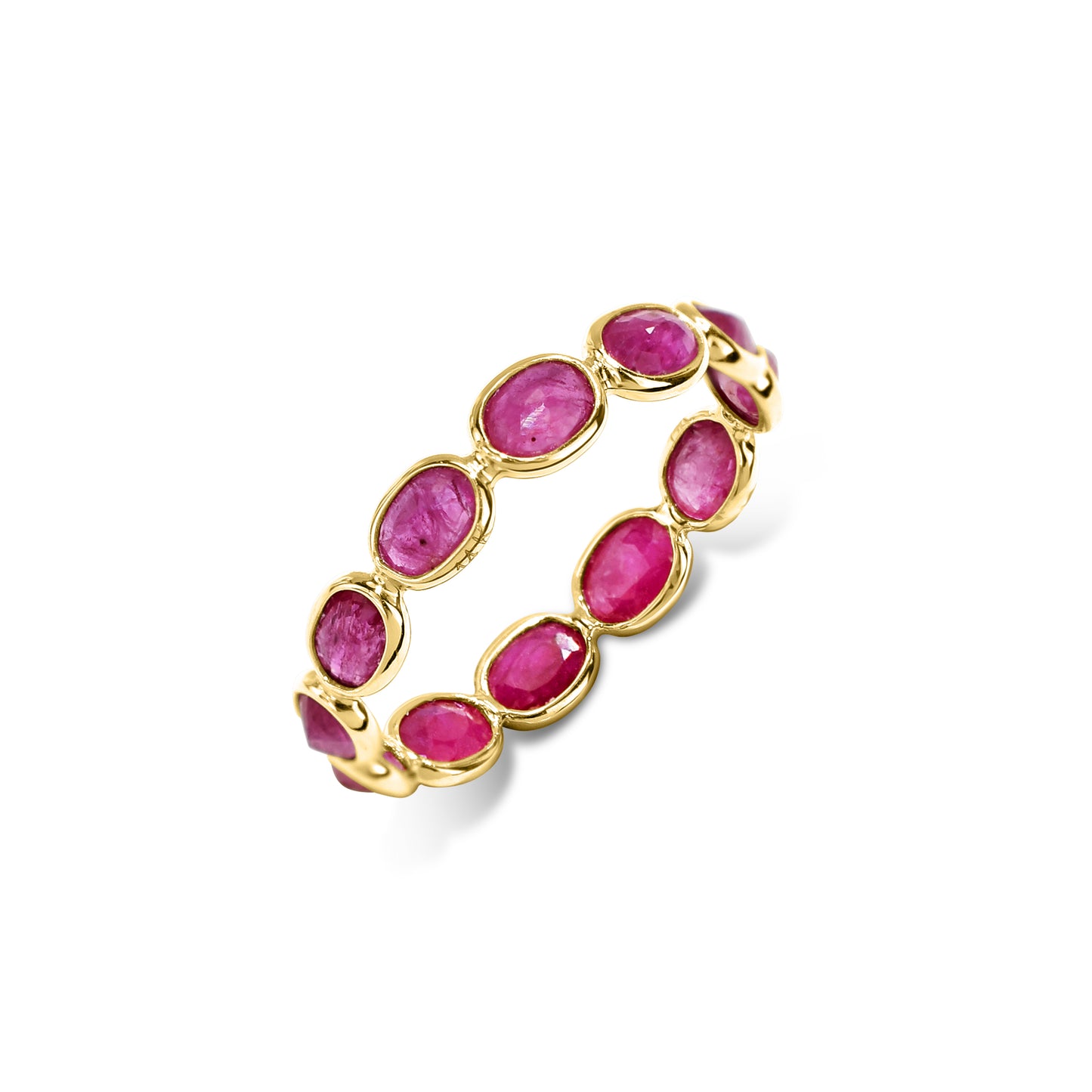 14k Oval Shape Single Row Bezel Ring