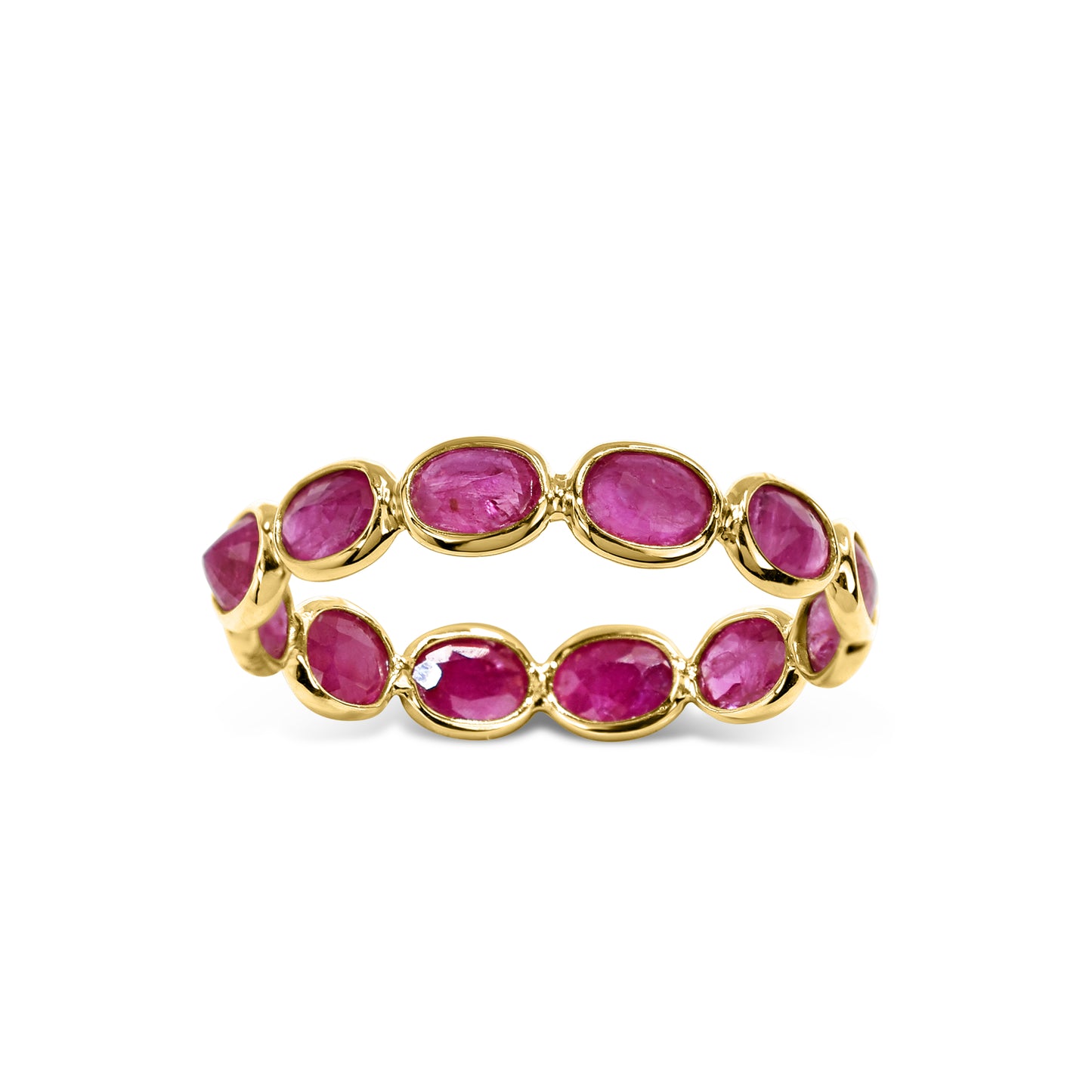 14k Oval Shape Single Row Bezel Ring