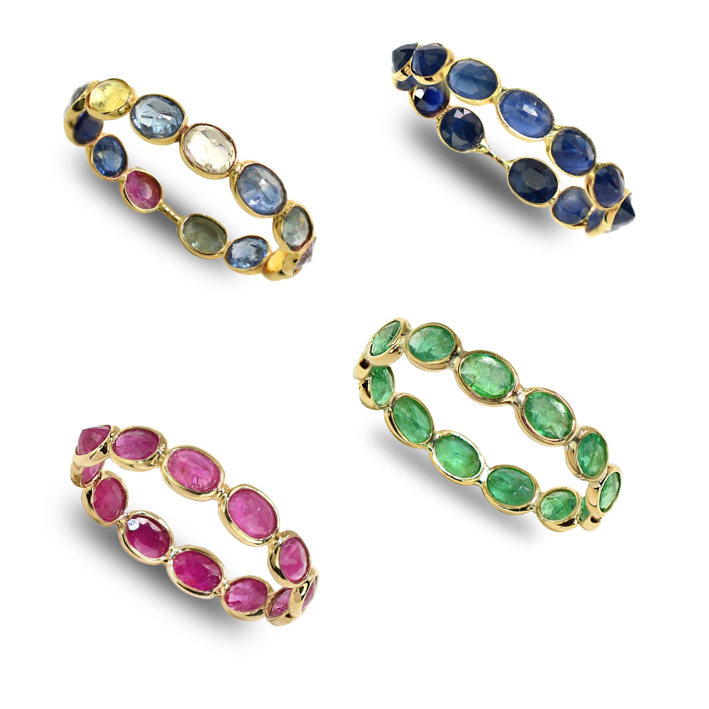14k Oval Shape Single Row Bezel Ring