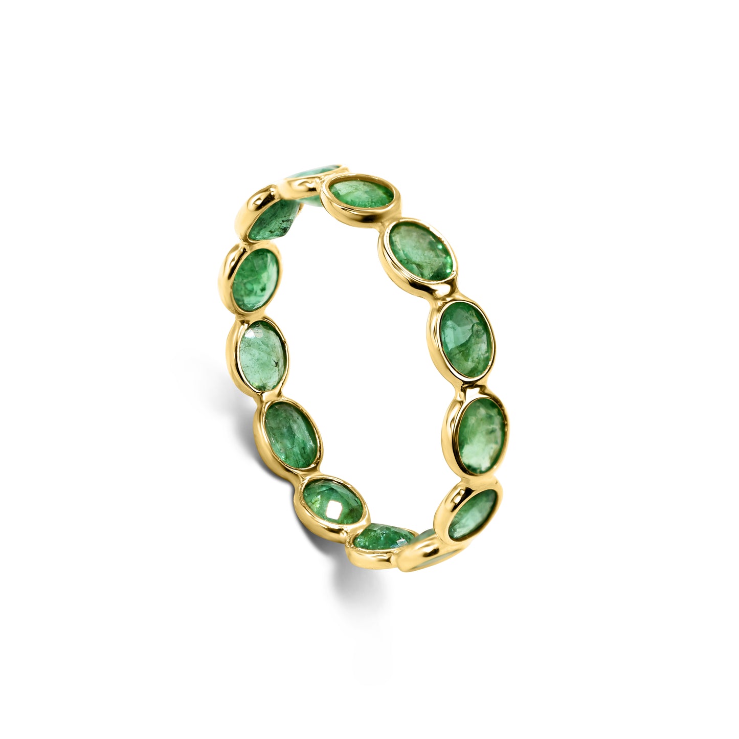 14k Oval Shape Single Row Bezel Ring
