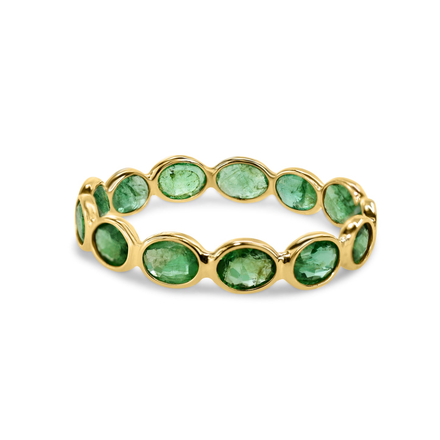 14k Oval Shape Single Row Bezel Ring